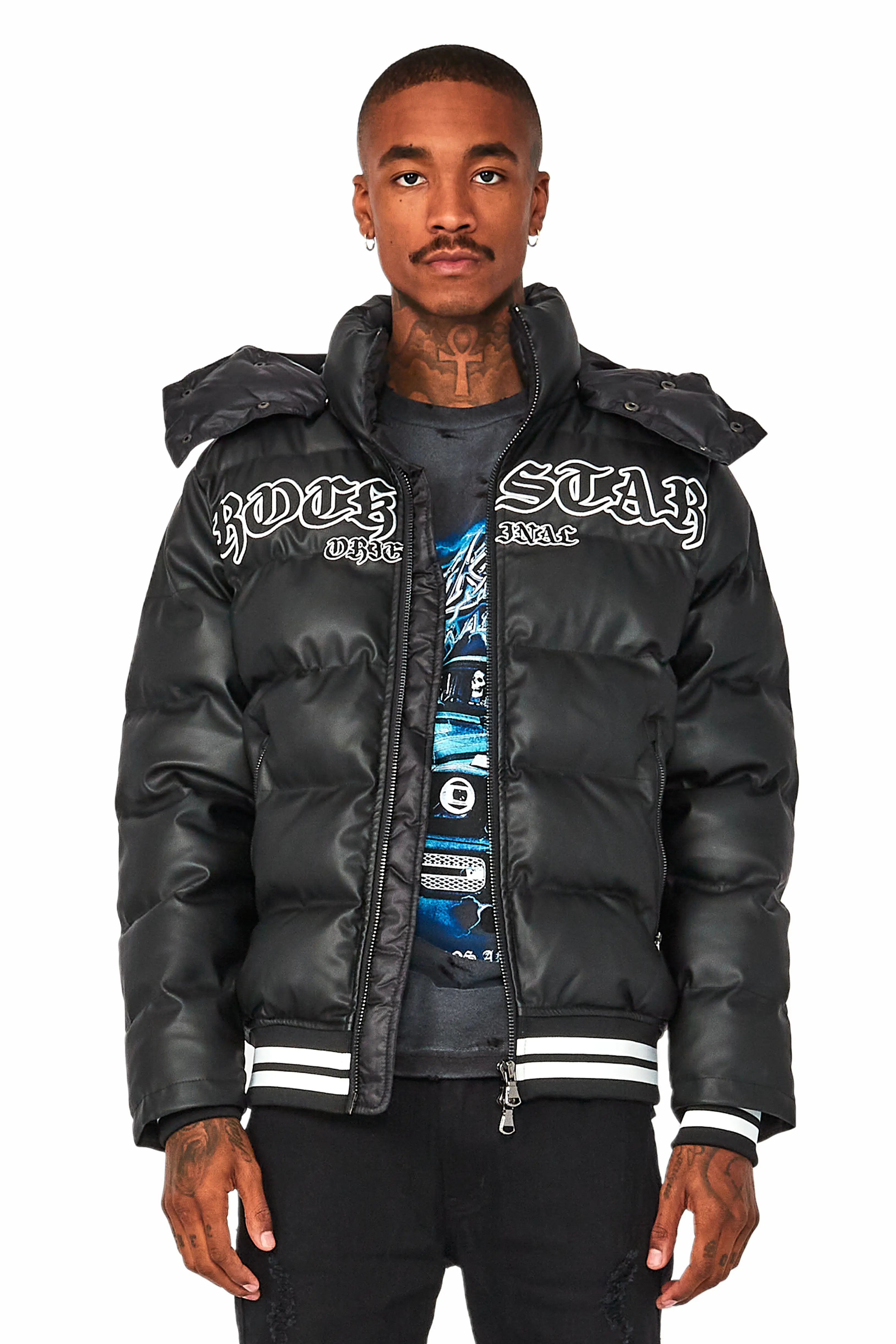 Achim Black Graphic Puffer Jacket - Image 2