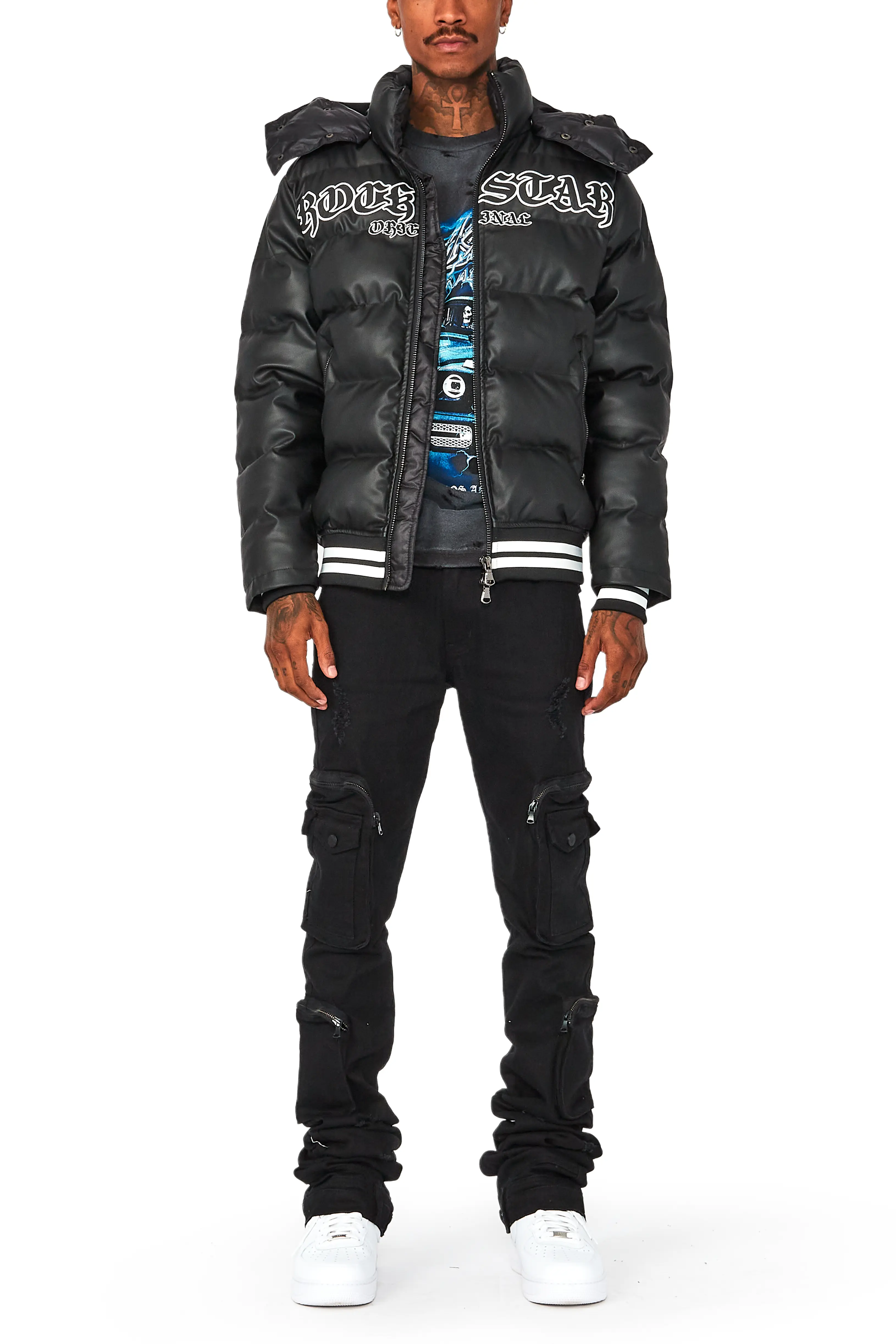 Achim Black Graphic Puffer Jacket - Image 7