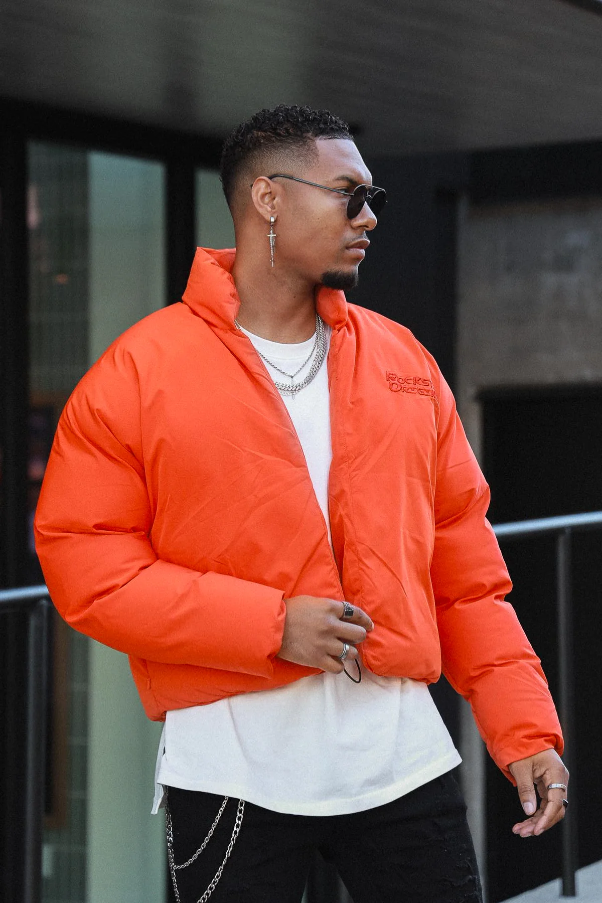 Damien Orange Puffer Jacket - Image 2