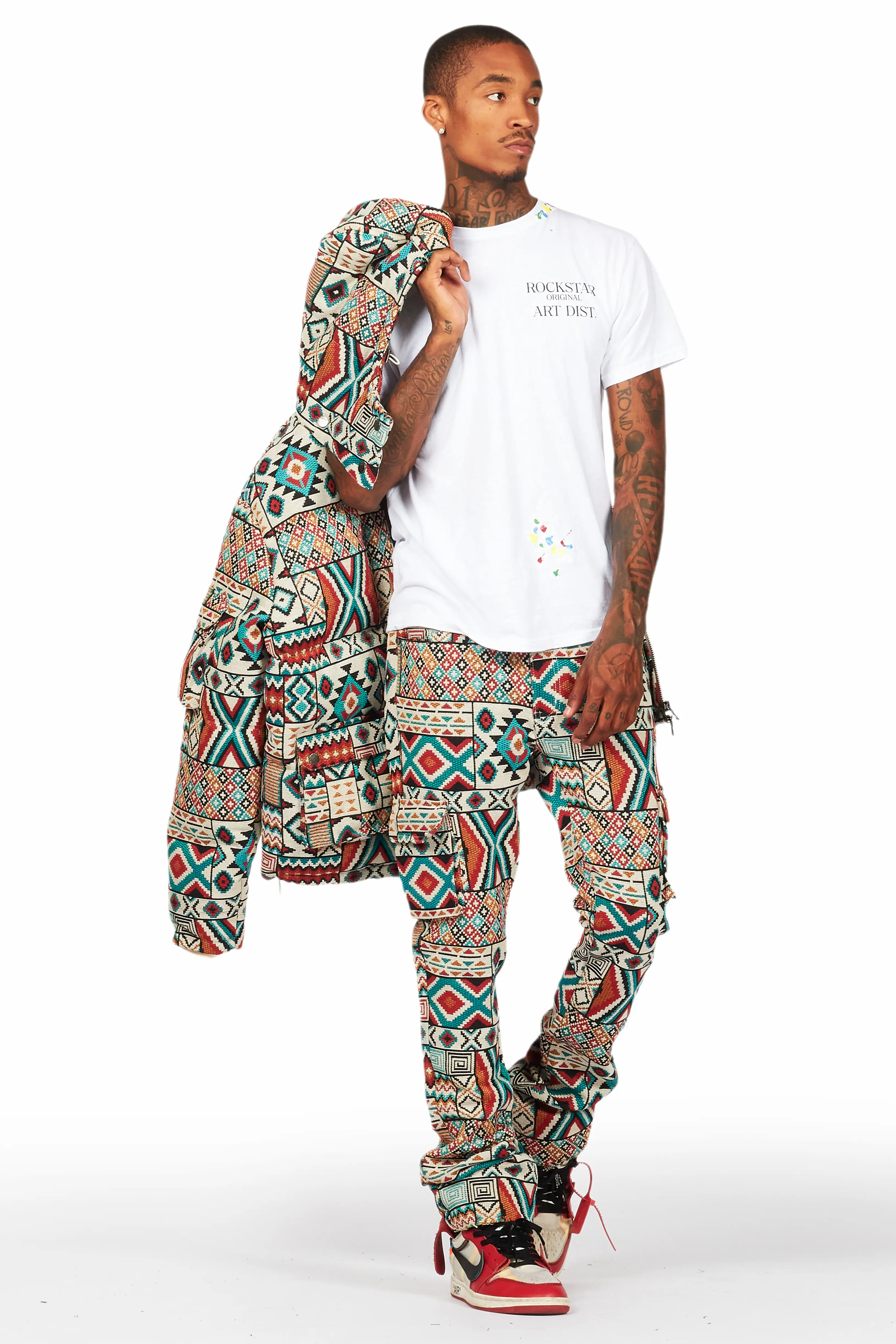 Nard Beige Multi Tapestry Puffer Jacket - Image 7