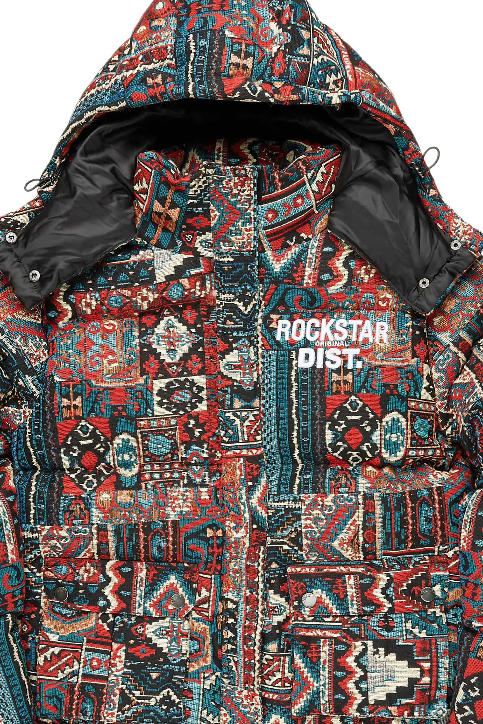 Nard Red Multi Tapestry Puffer Jacket - Image 8