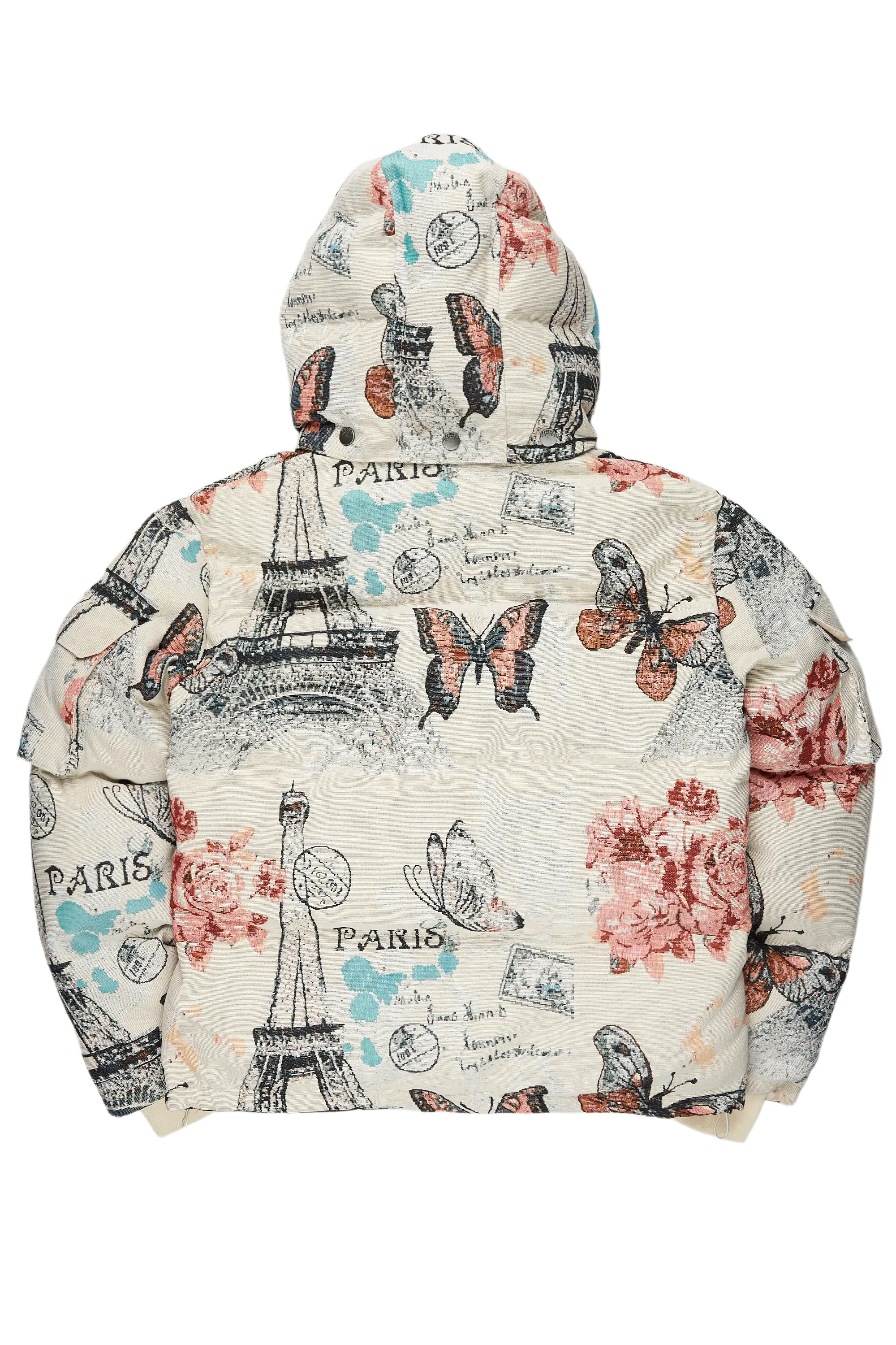 Lamont Beige Multi Tapestry Puffer Jacket - Image 10