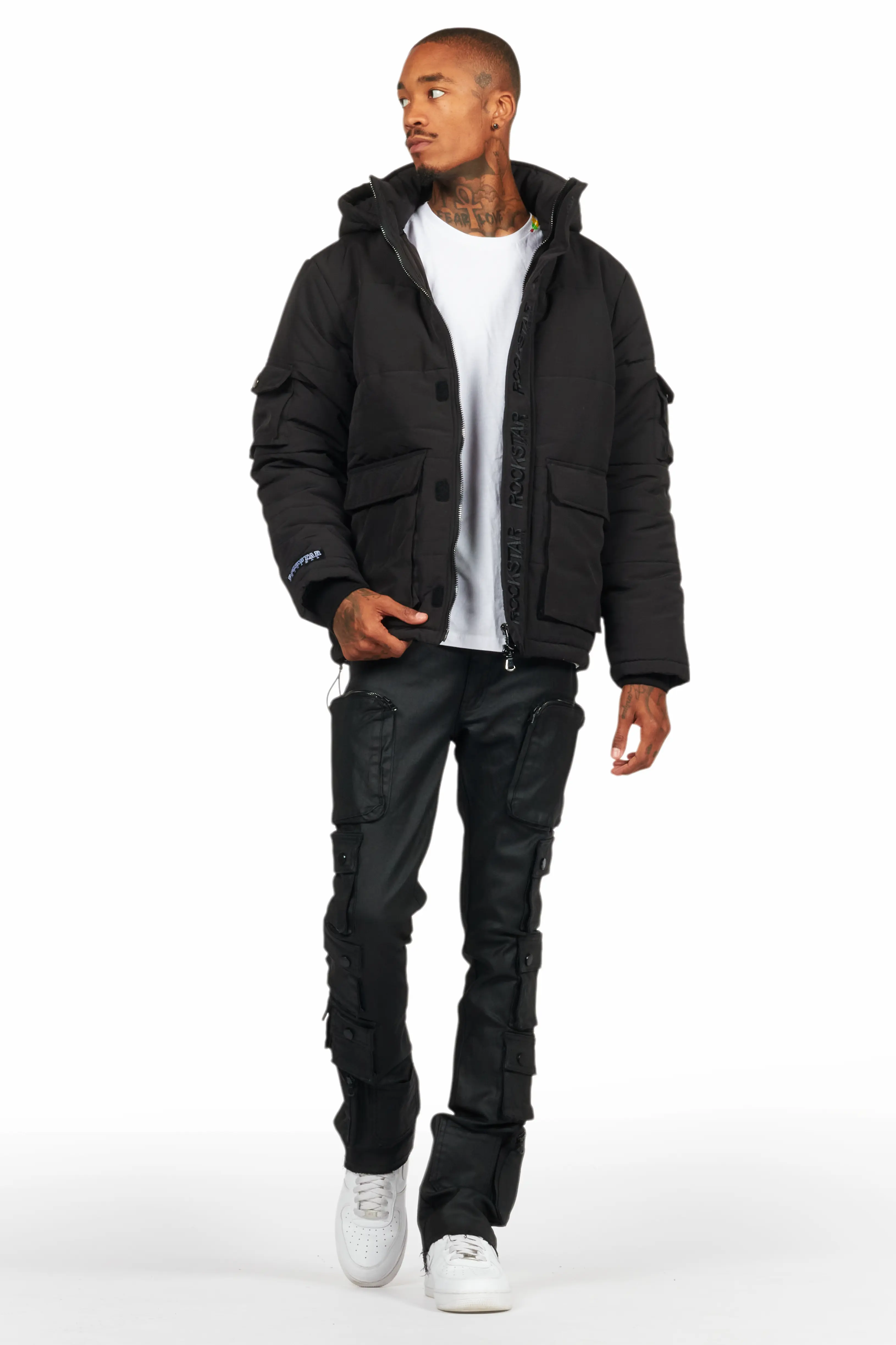 Adley Black Utility Puffer Jacket - Image 2