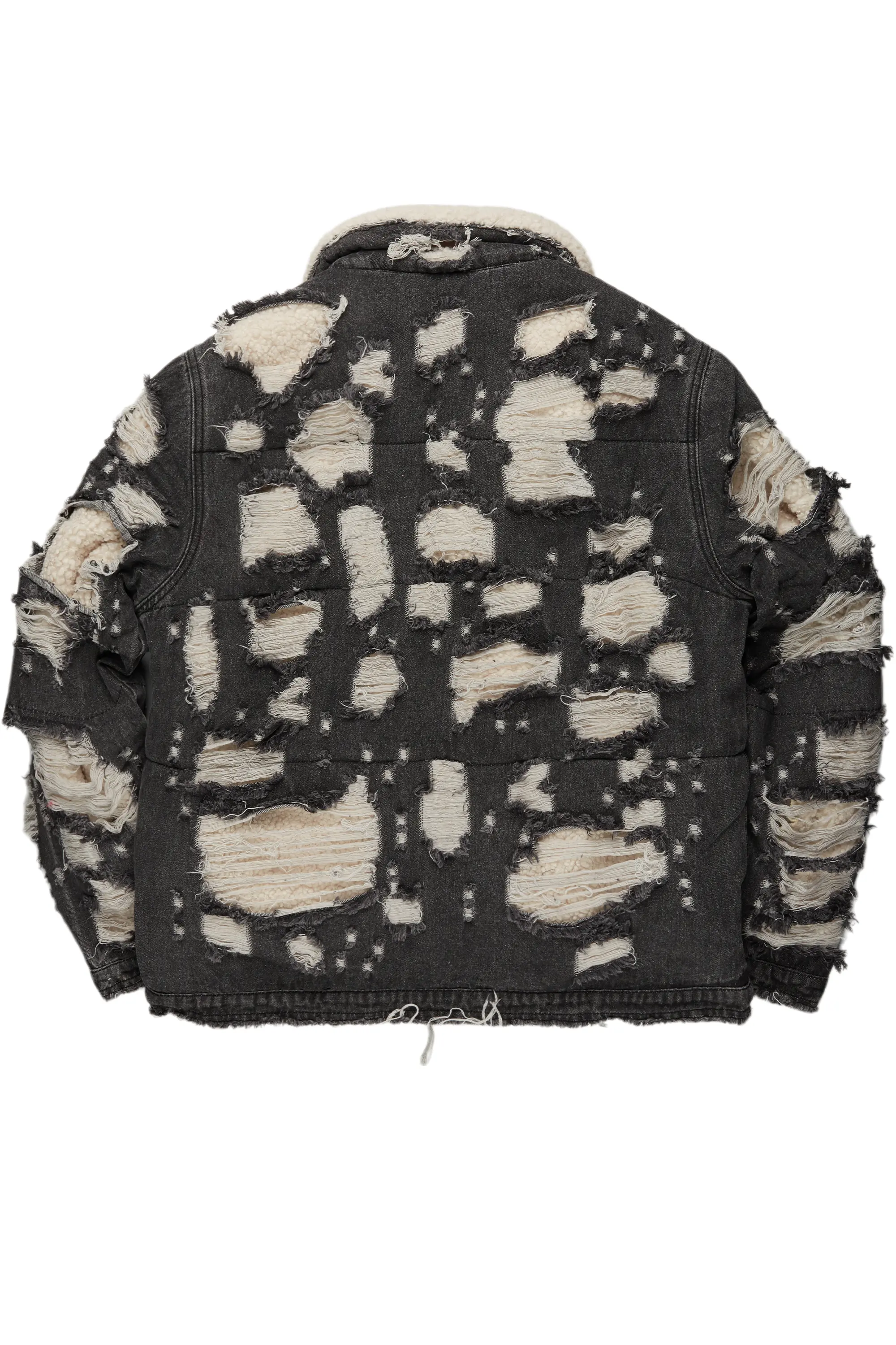 Faro Black Denim Sherpa Puffer Jacket - Image 9