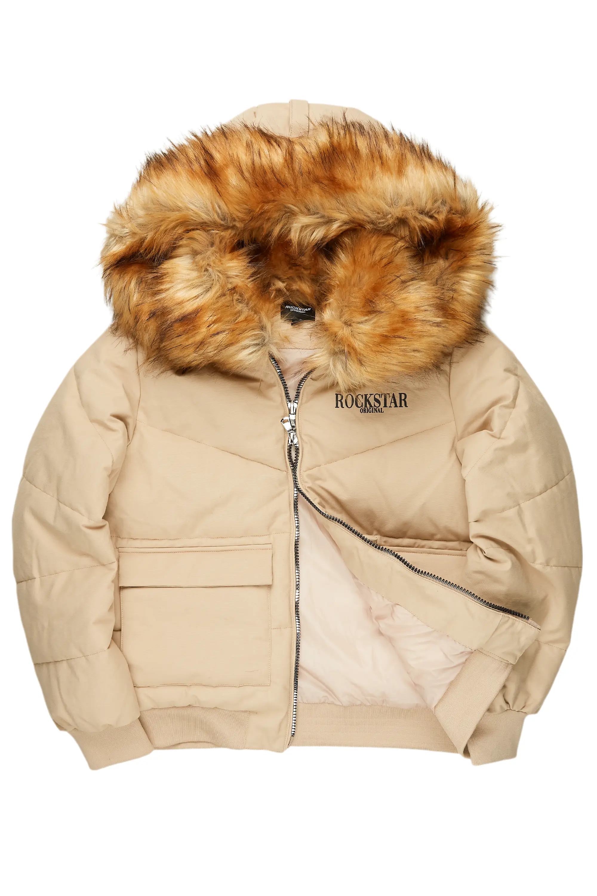 Langston Beige Puffer Jacket with Fur Hood - Image 7