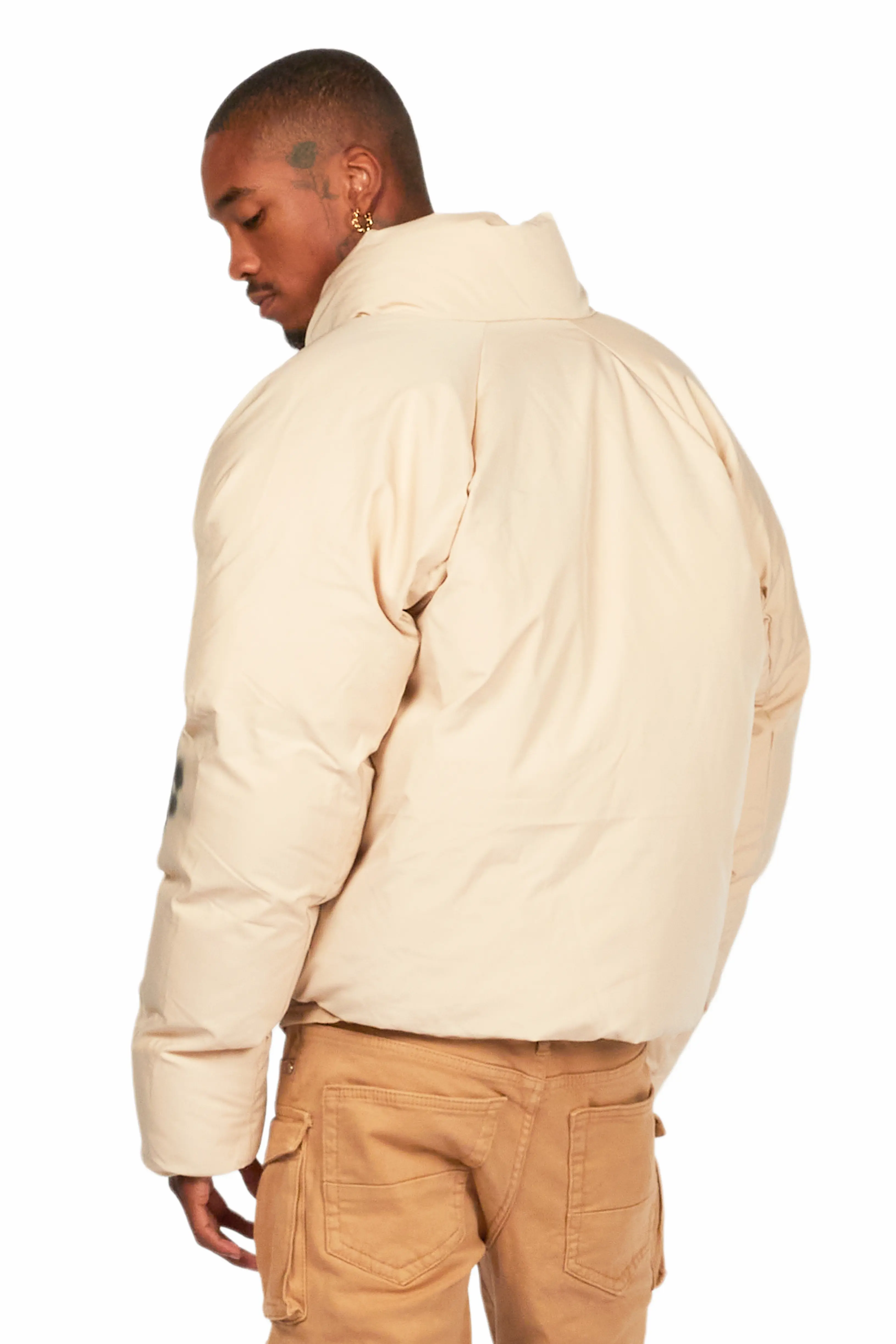 Keno Beige Graphic Puffer Jacket - Image 4