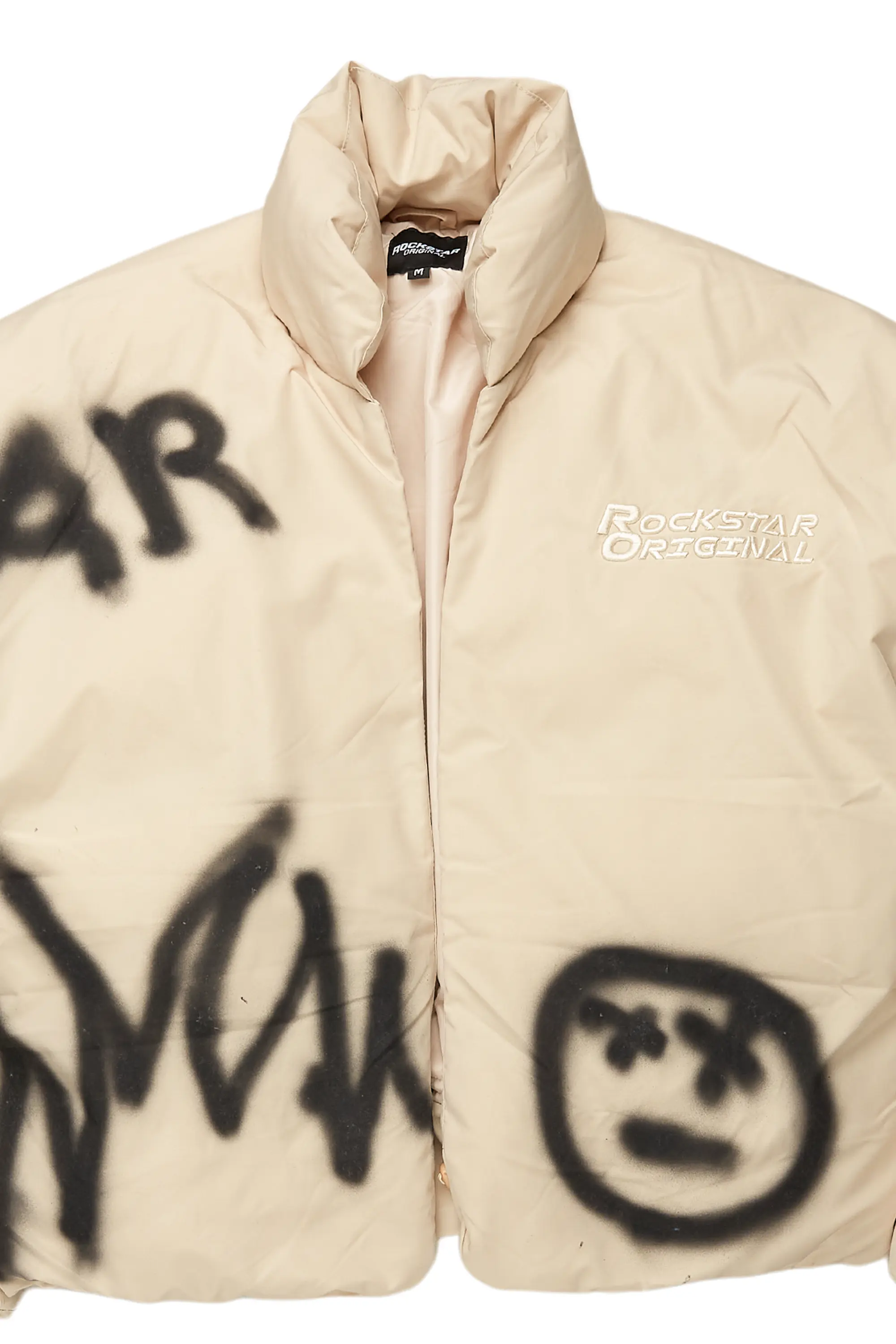 Keno Beige Graphic Puffer Jacket - Image 5