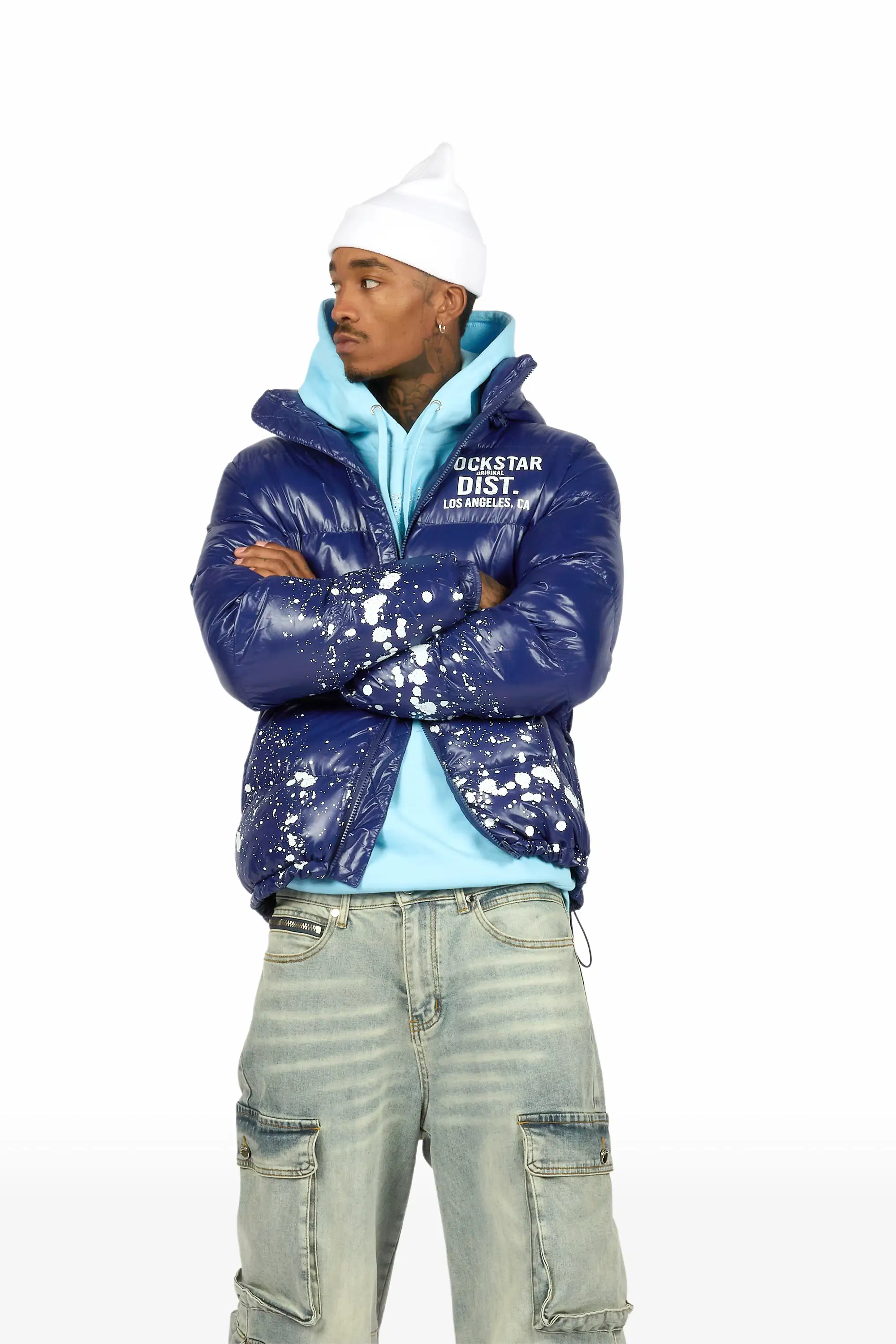 Raffer Navy Heavy Puffer Jacket - Image 2