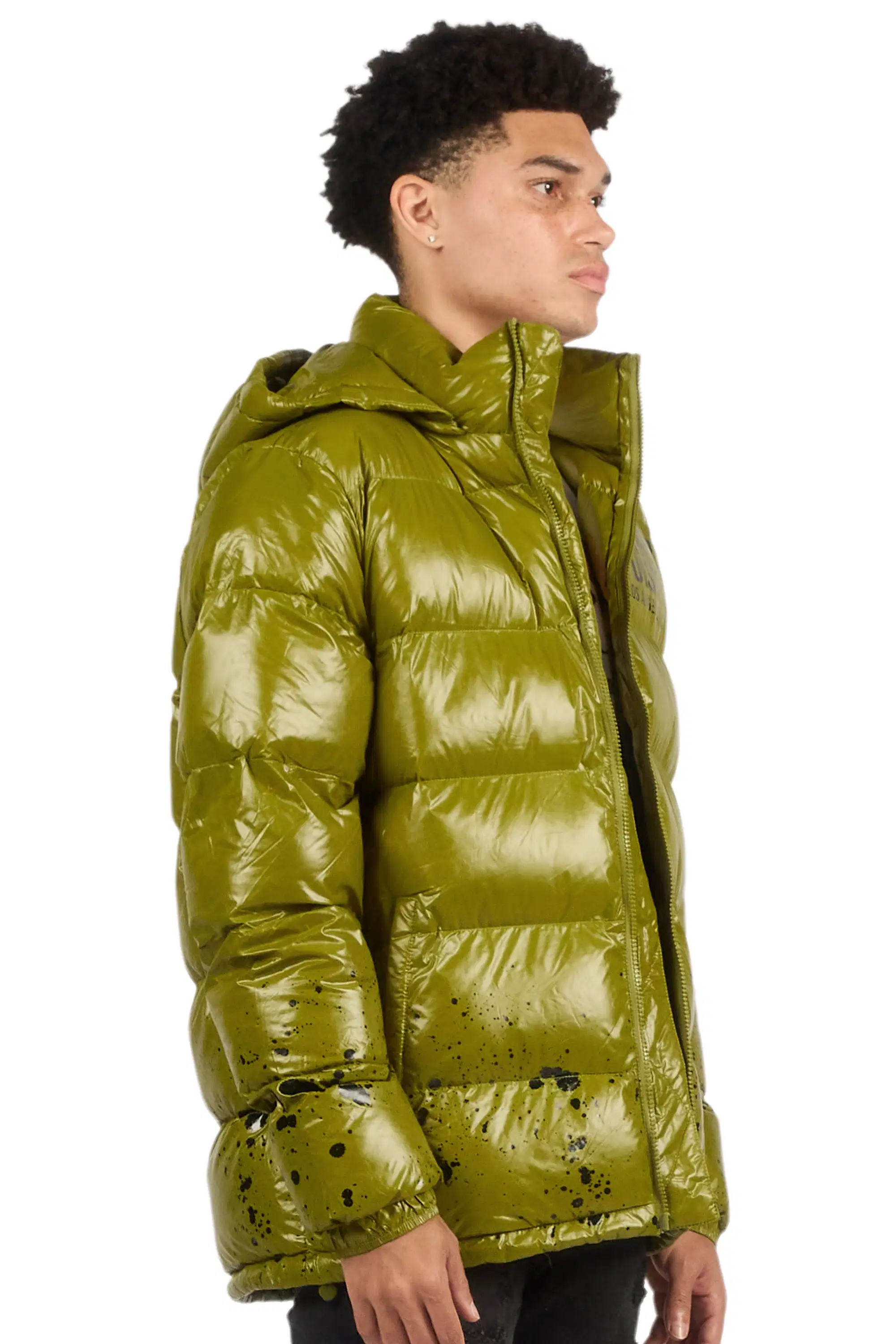 Raffer Olive Heavy Puffer Jacket - Image 4