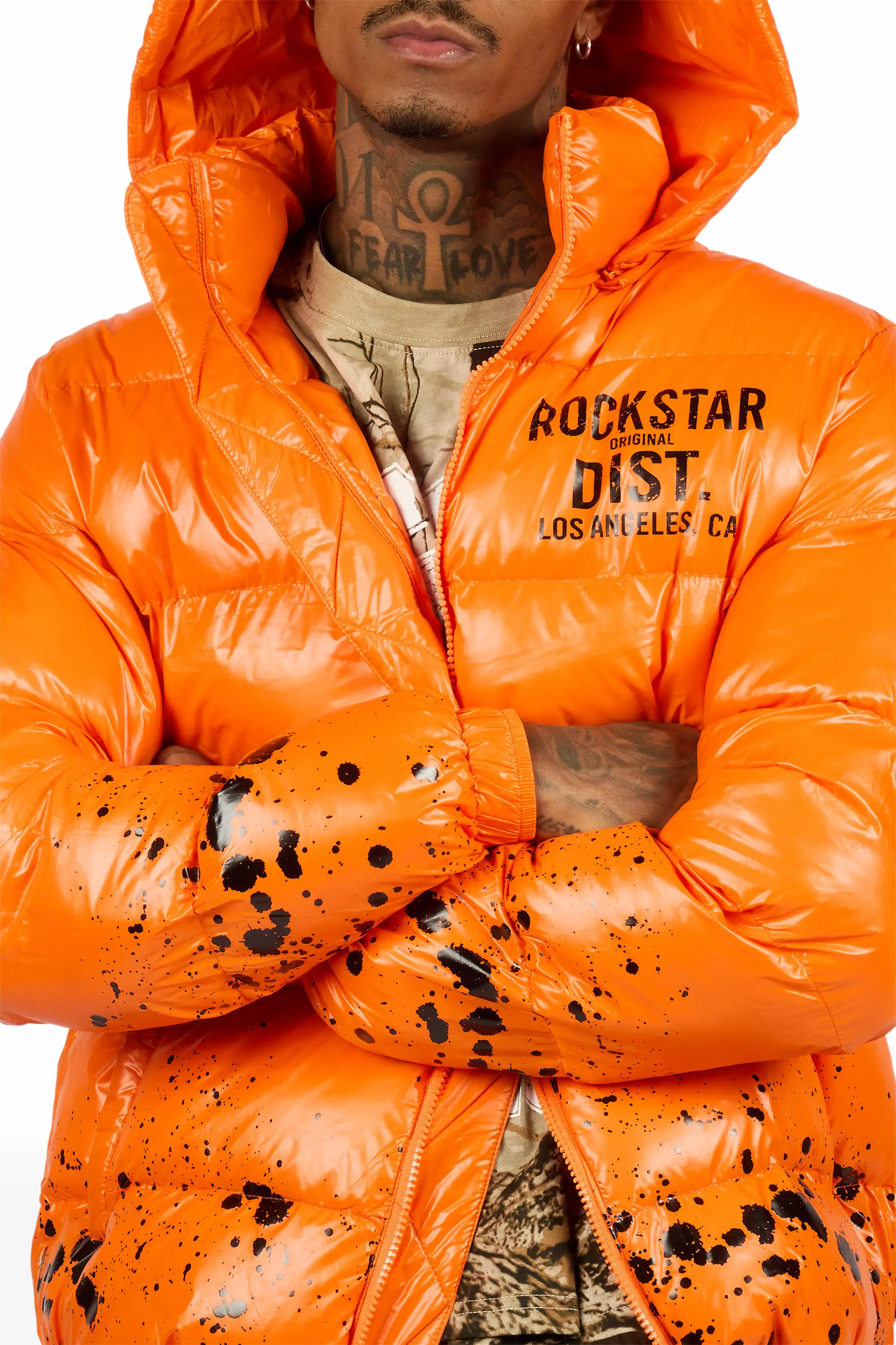 Raffer Orange Heavy Puffer Jacket - Image 4