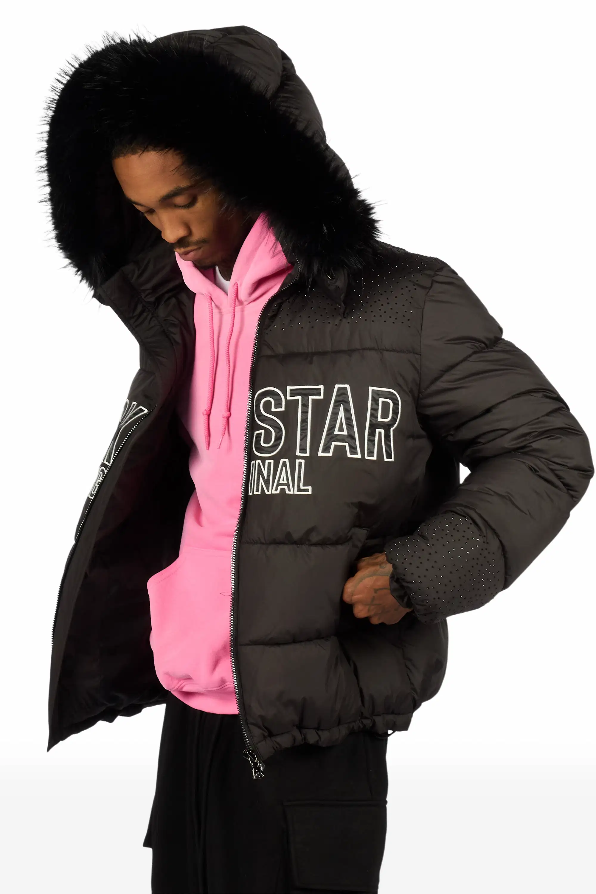 Glacier Black Rhinestone Puffer Jacket - Image 3