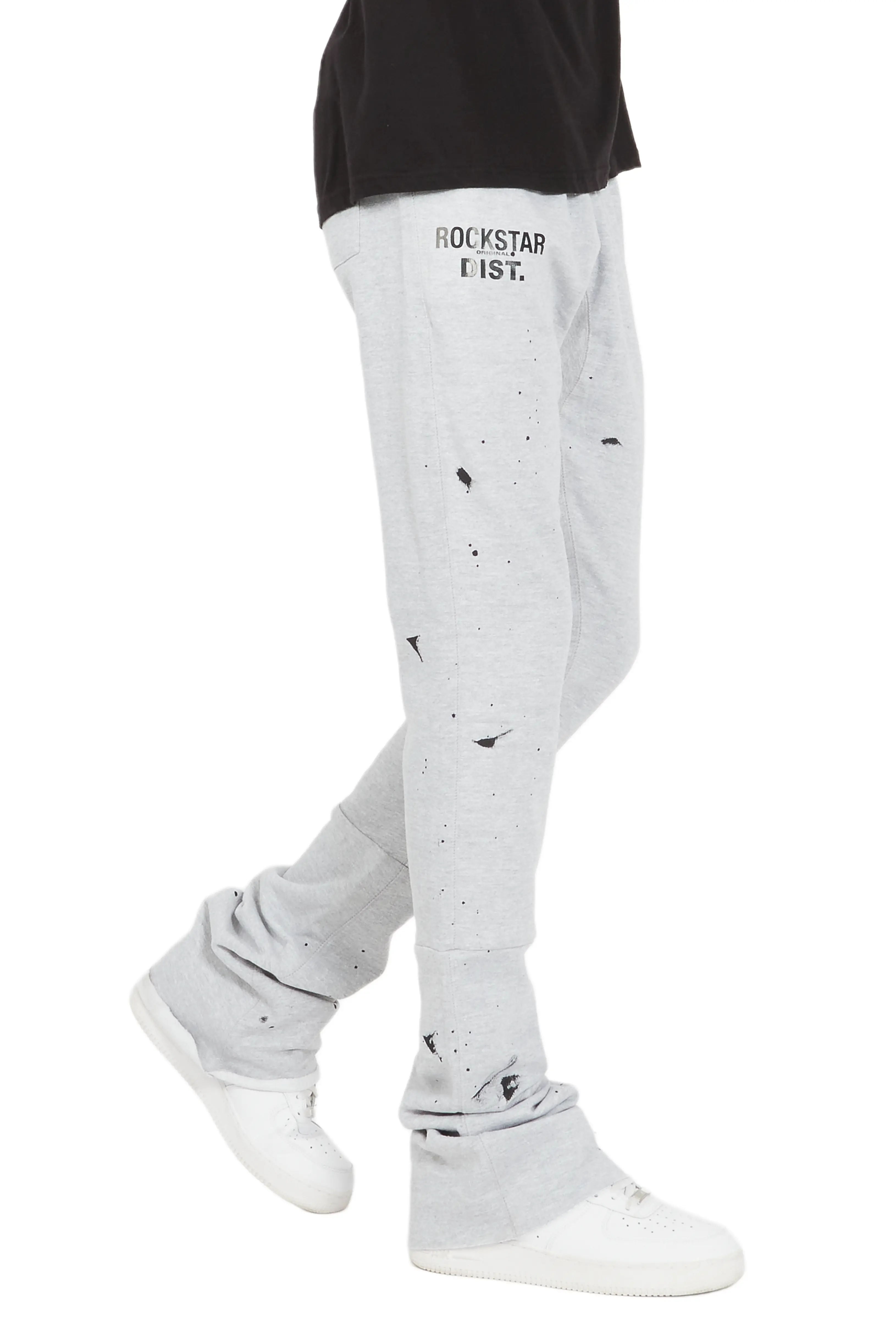 Farlee Heather Grey Super Stacked Flare Pants - Image 5