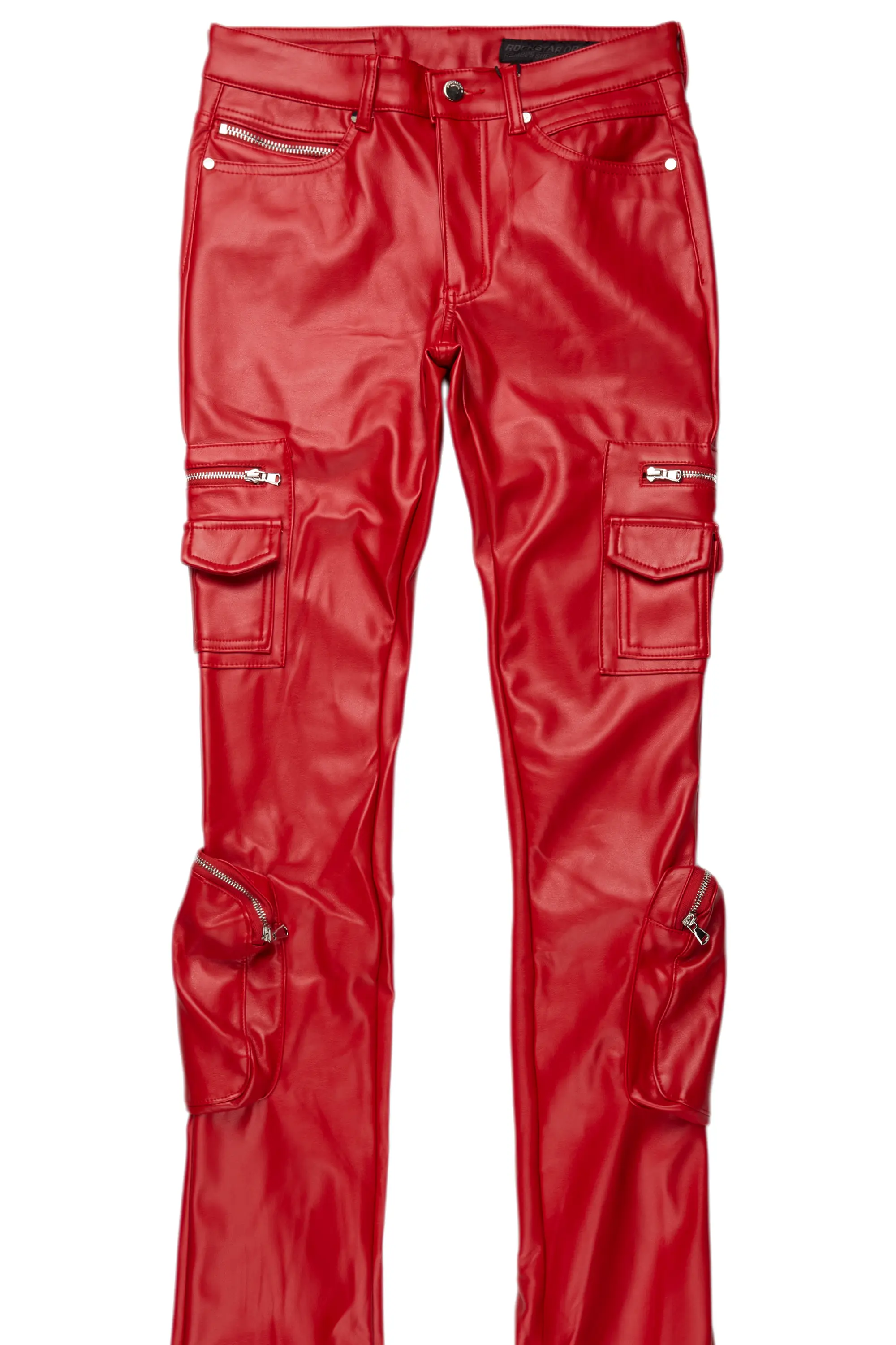 Sutton Red PU Super Stacked Flare Jean - Image 8