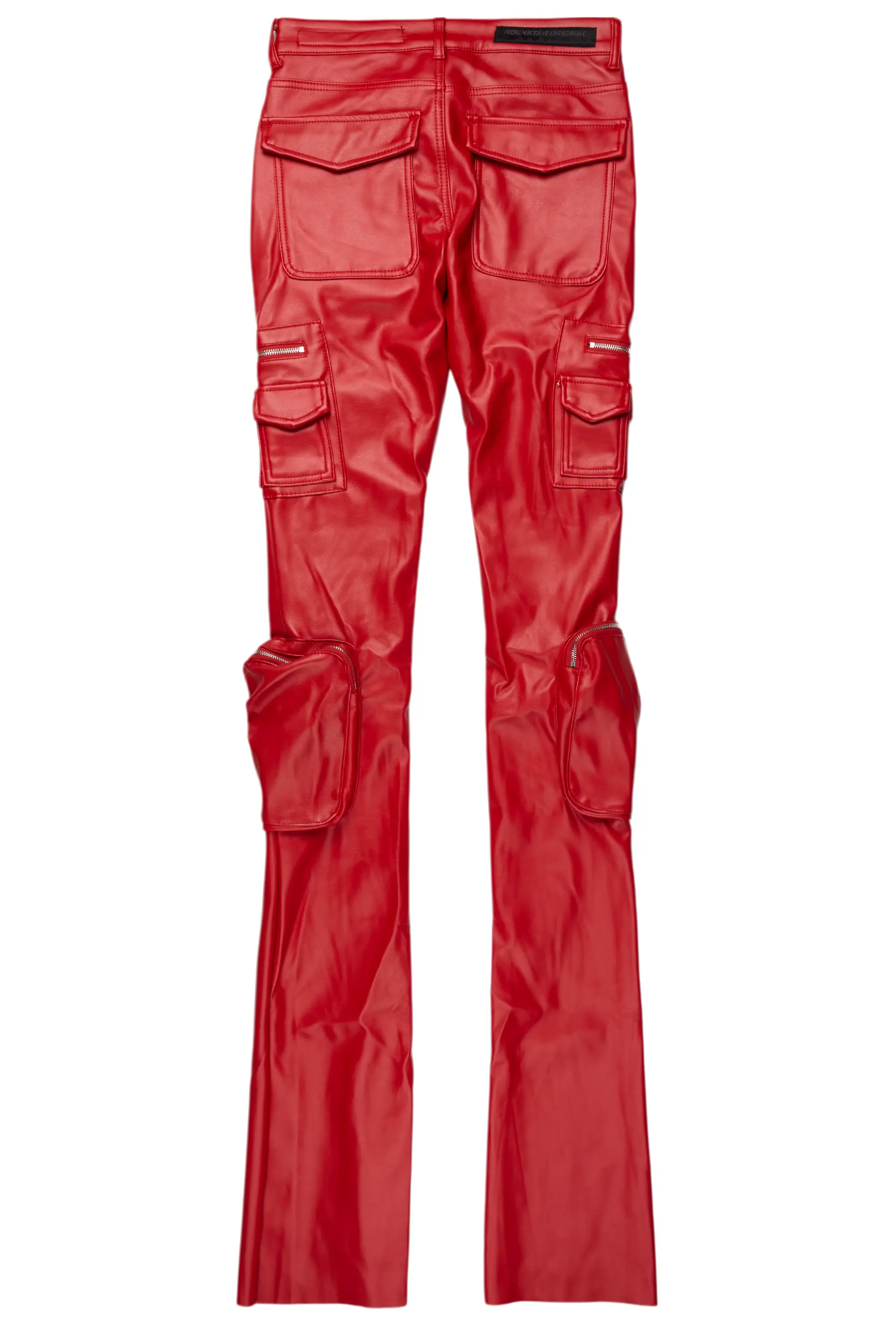 Sutton Red PU Super Stacked Flare Jean - Image 9