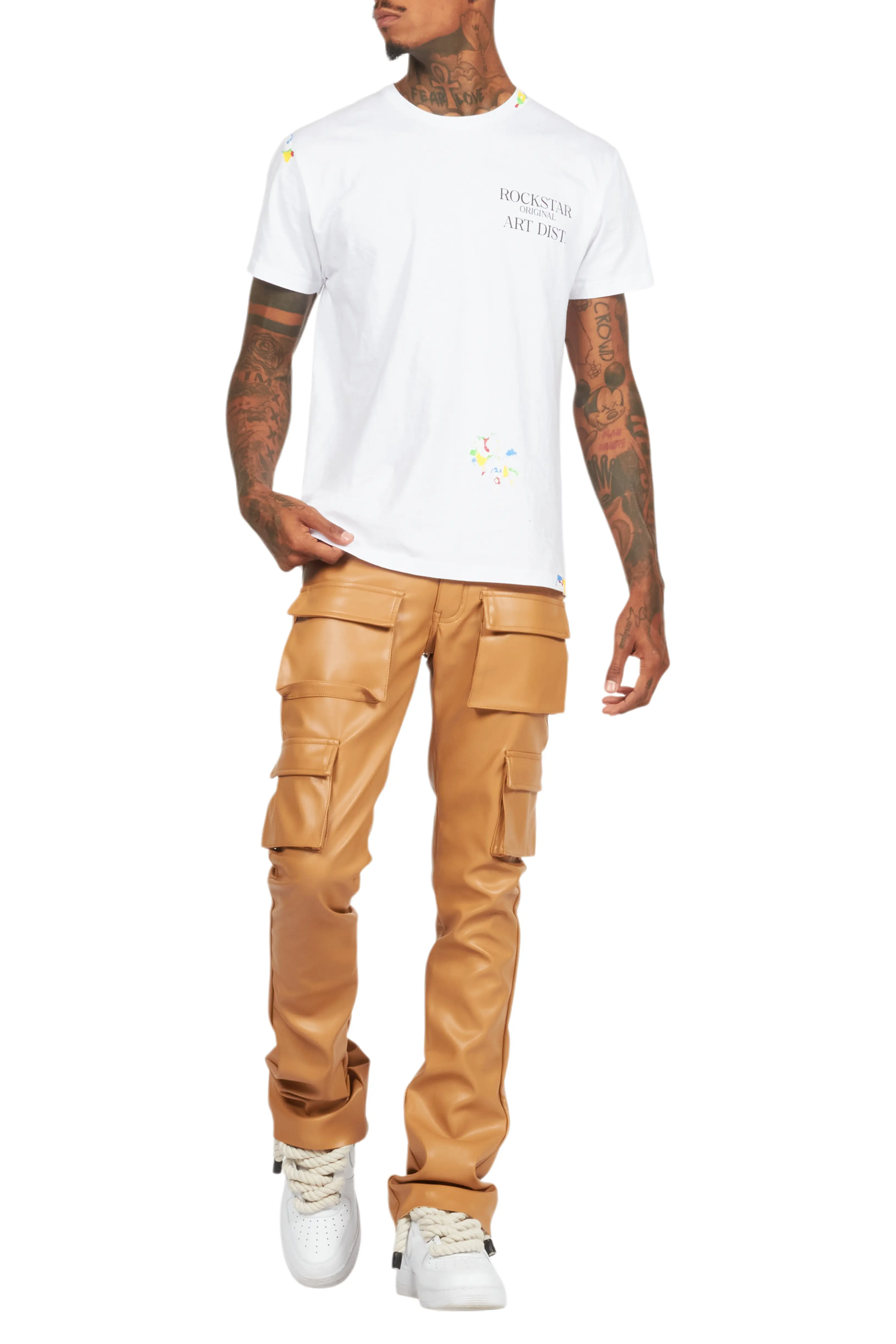 Khaza Beige PU Leather Jean - Image 10