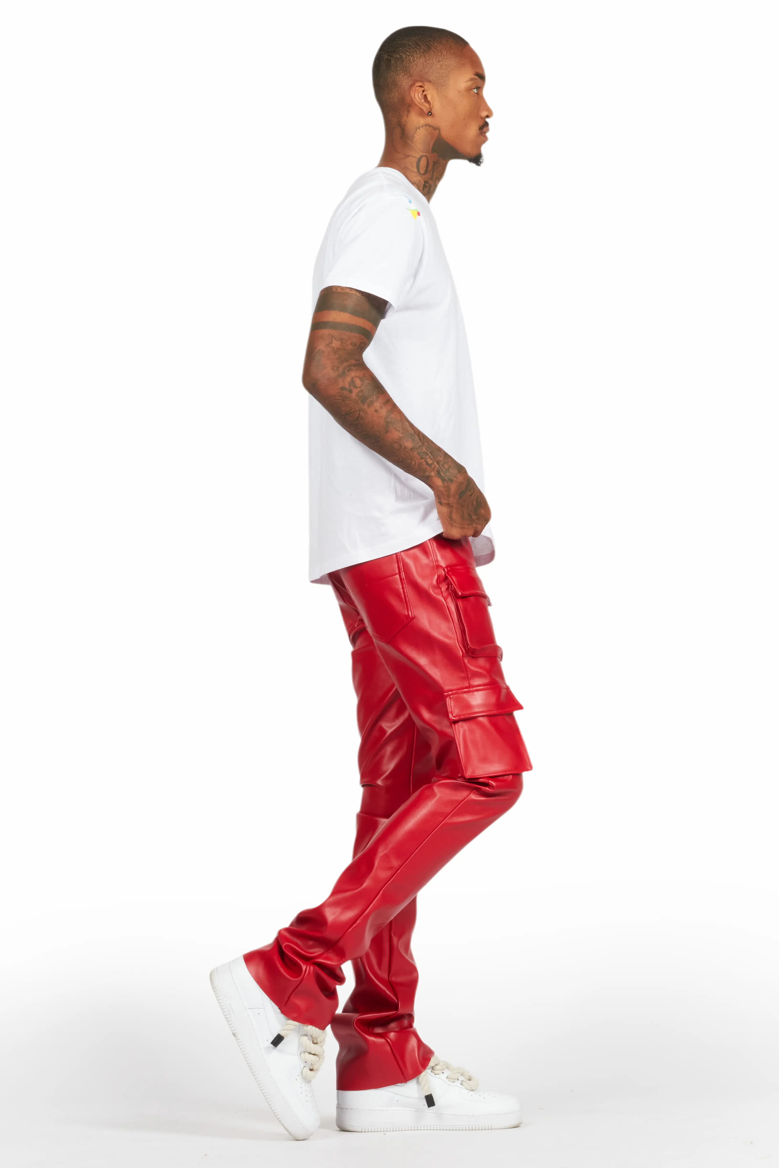 Khaza Red PU Leather Jean - Image 5