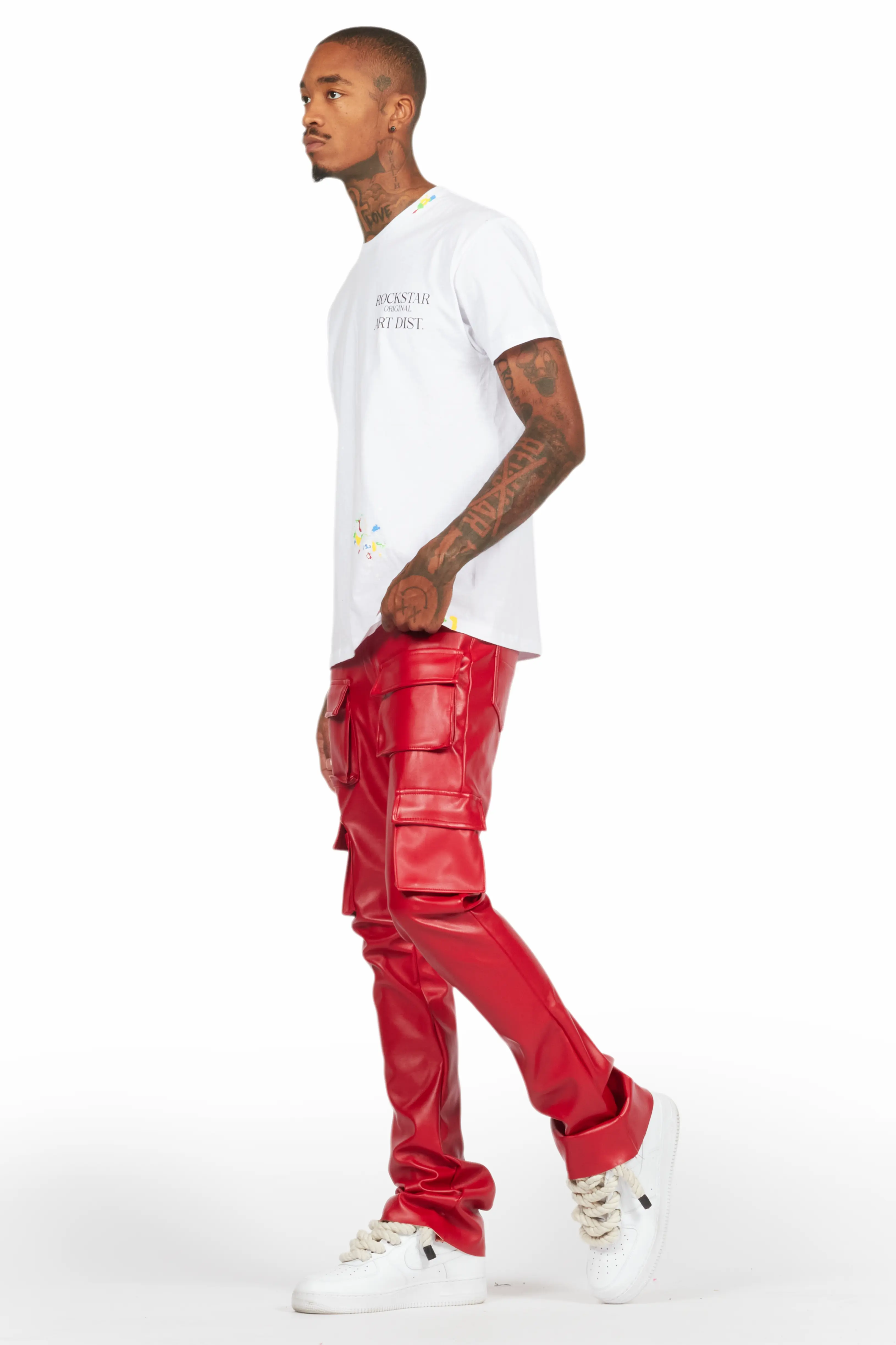 Khaza Red PU Leather Jean - Image 7