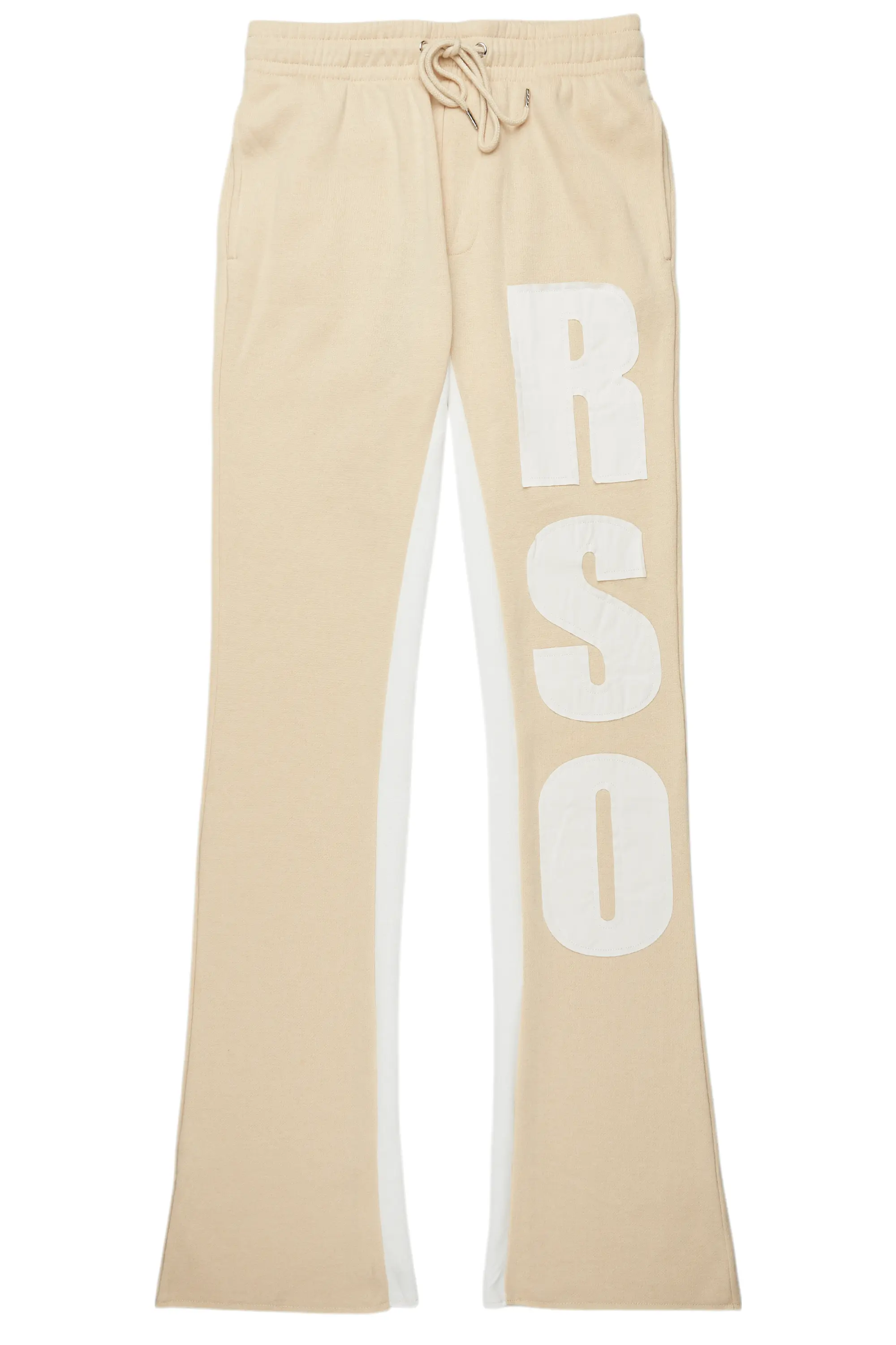 Uko Beige Stacked Baggy Track Pant - Image 2