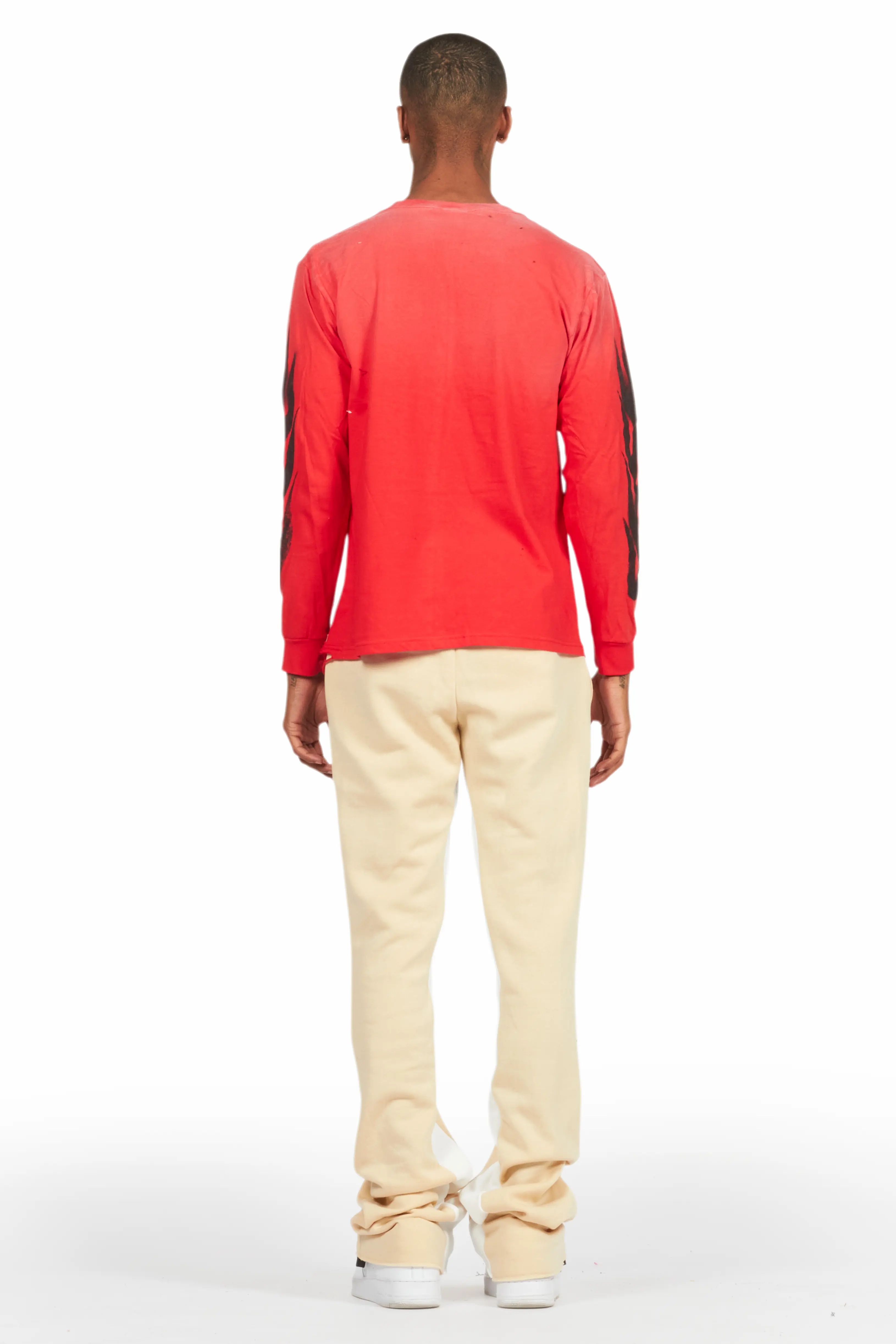 Uko Beige Stacked Baggy Track Pant - Image 5
