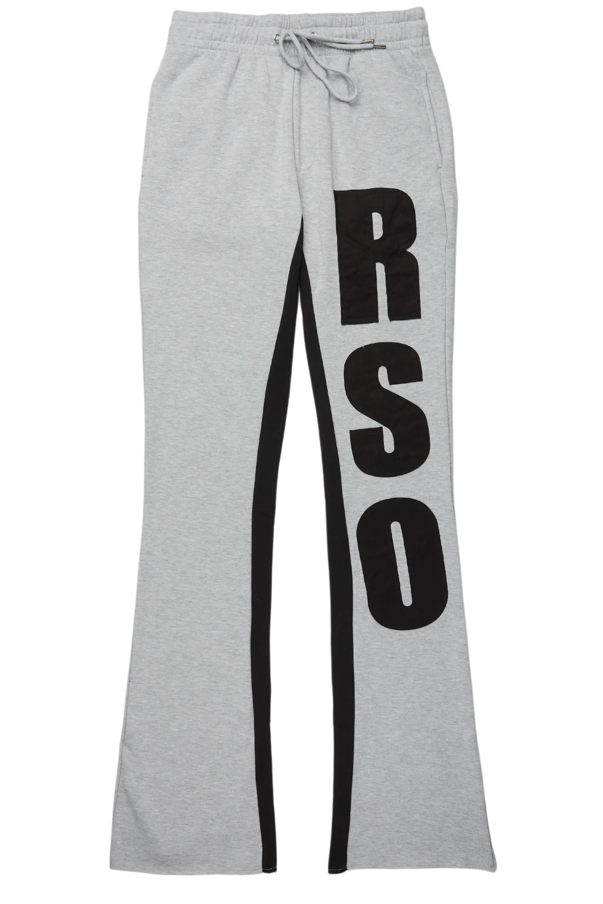 Uko Heather Grey Stacked Baggy Track Pant - Image 2