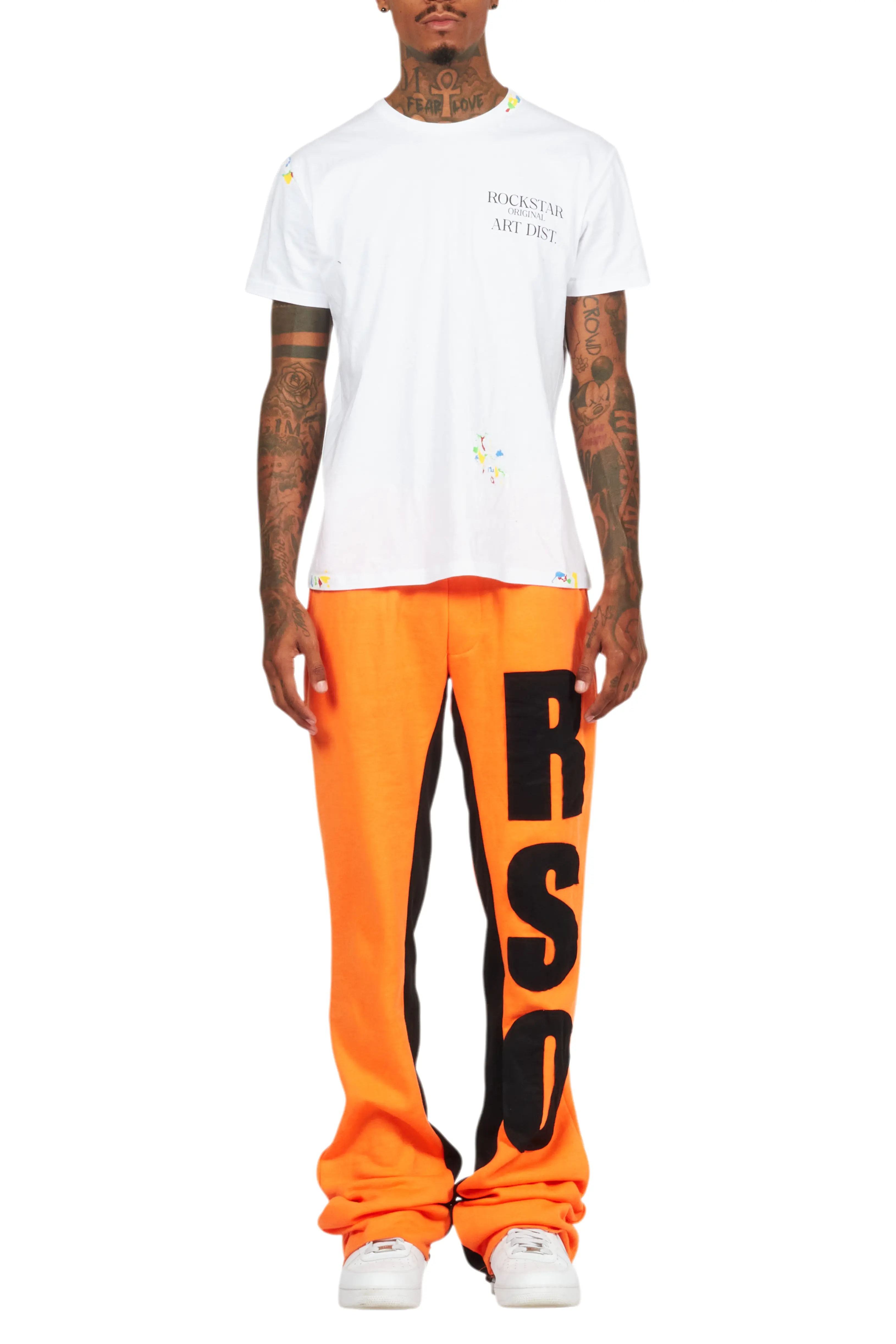 Uko Orange Stacked Baggy Track Pant - Image 10