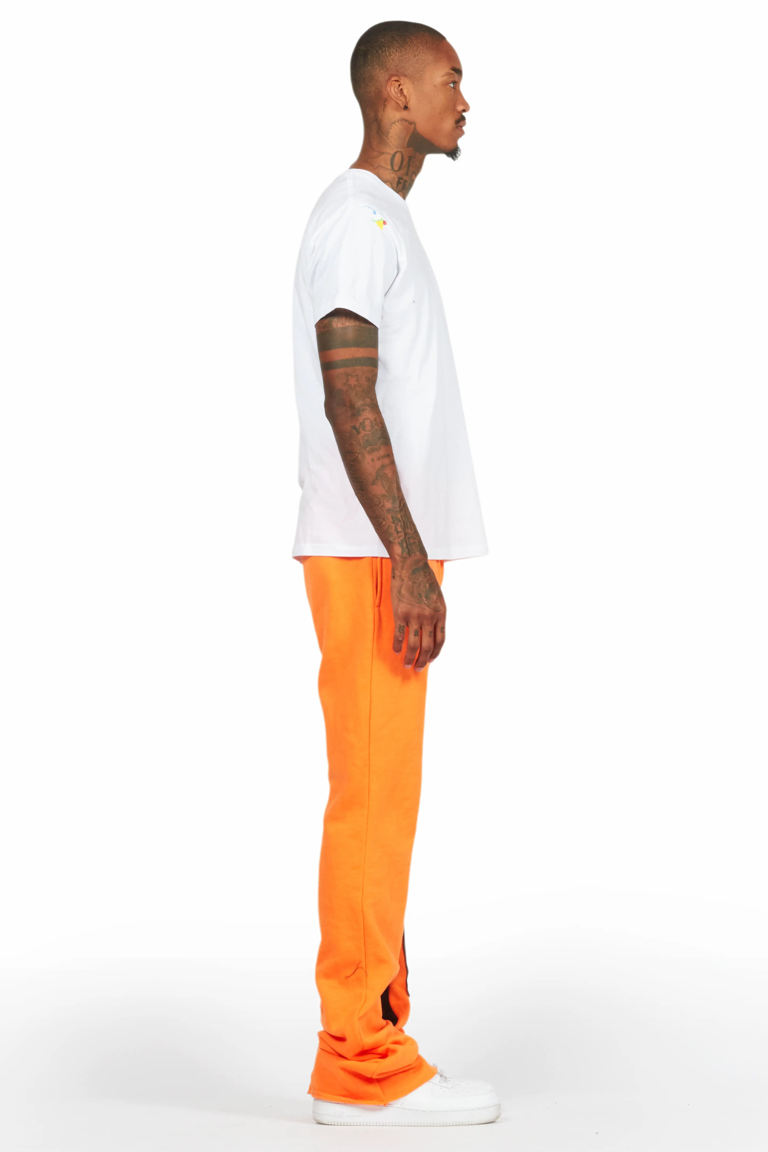 Uko Orange Stacked Baggy Track Pant - Image 5