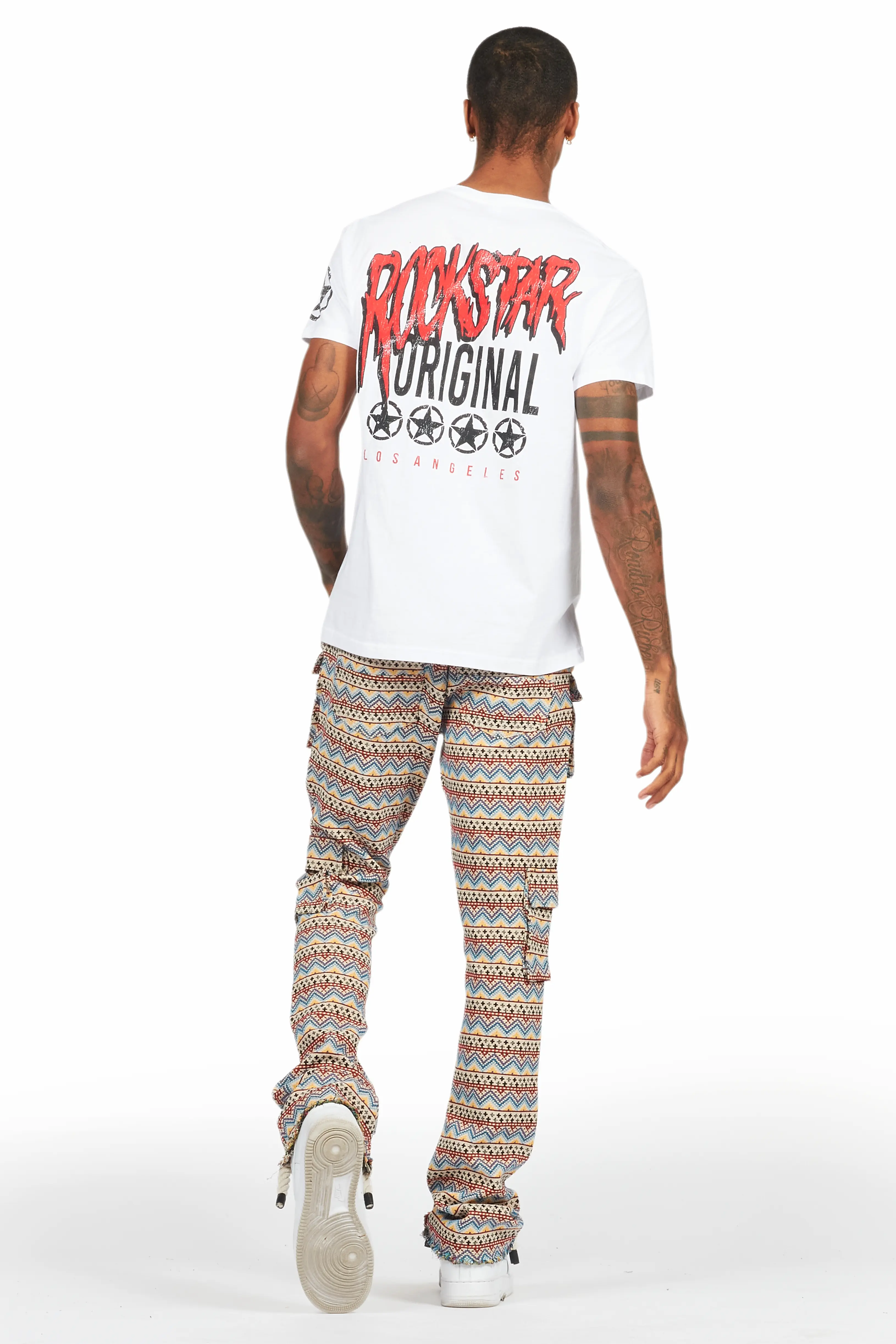 Zierry Tapestry Multi Cargo Stacked Flare Jean - Image 5