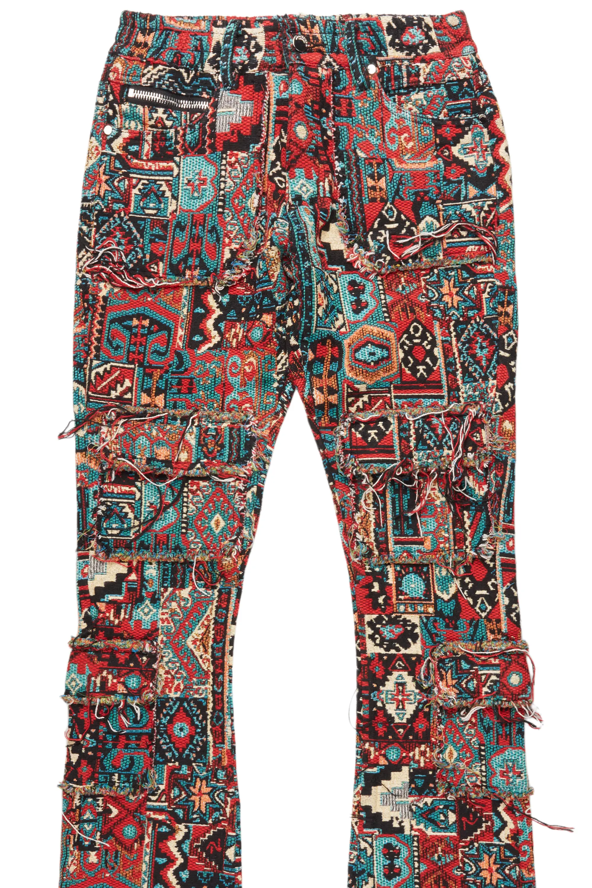 Tayami Tapestry Aqua Cargo Stacked Flare Jean - Image 8