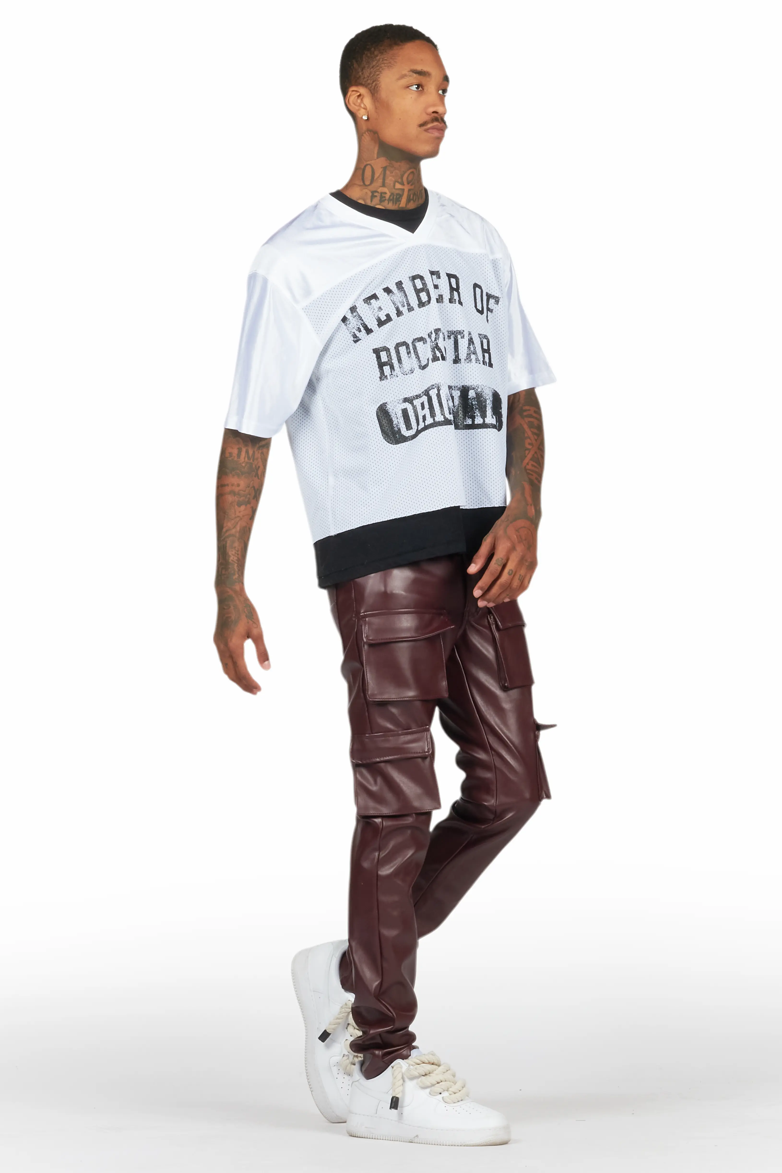 Kap Burgundy Skinny Faux Leather Fit Jean - Image 10