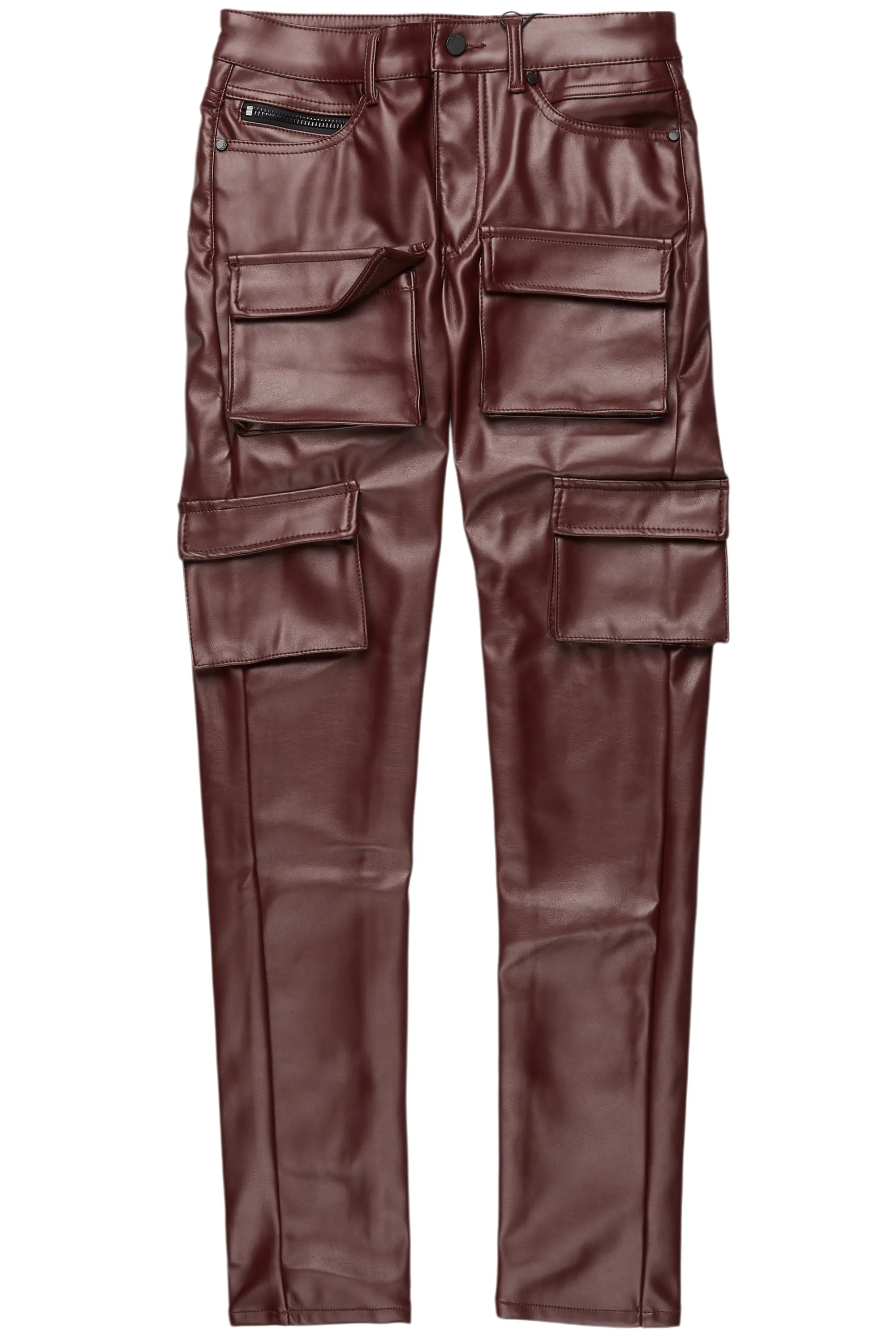 Kap Burgundy Skinny Faux Leather Fit Jean - Image 4