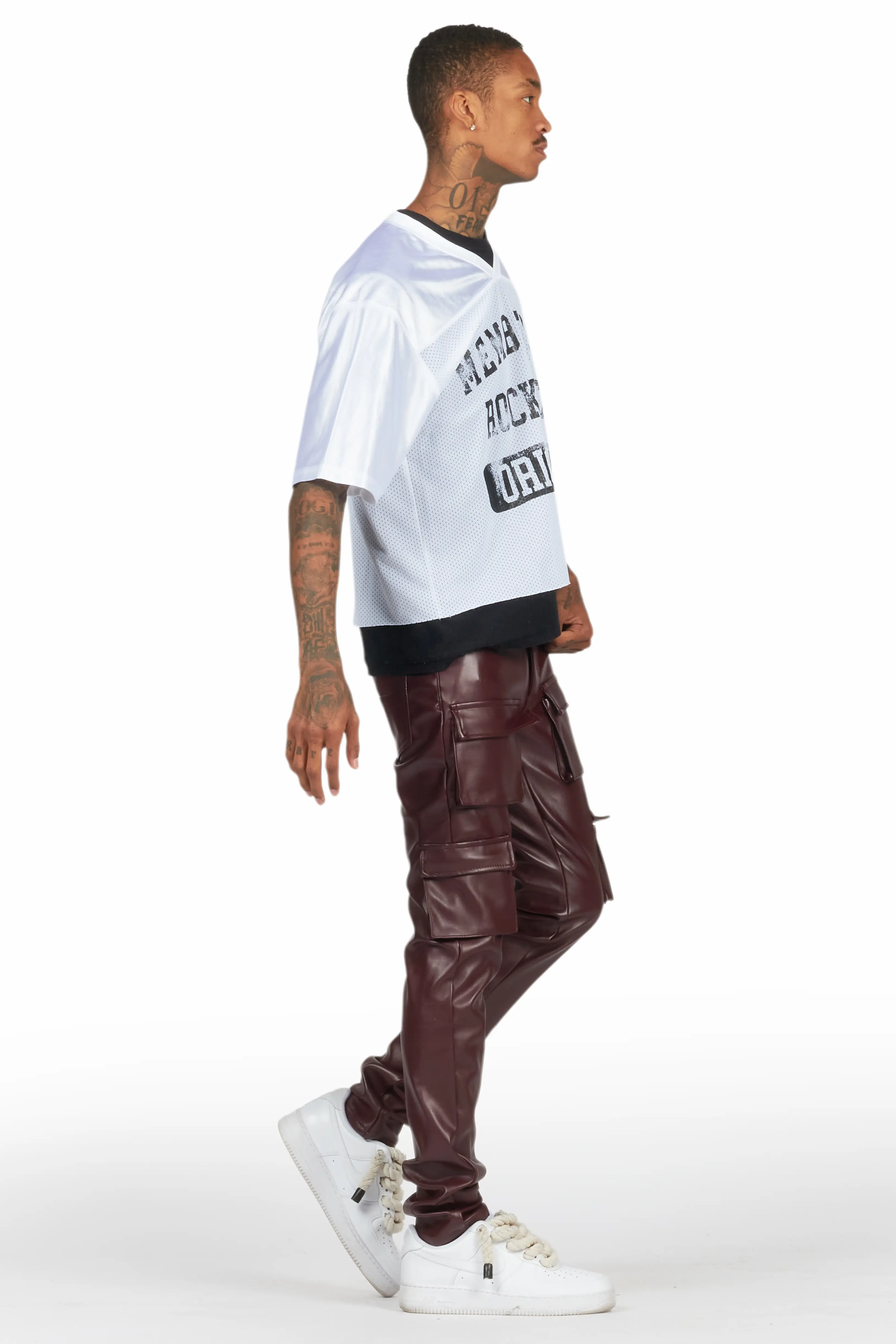 Kap Burgundy Skinny Faux Leather Fit Jean - Image 6