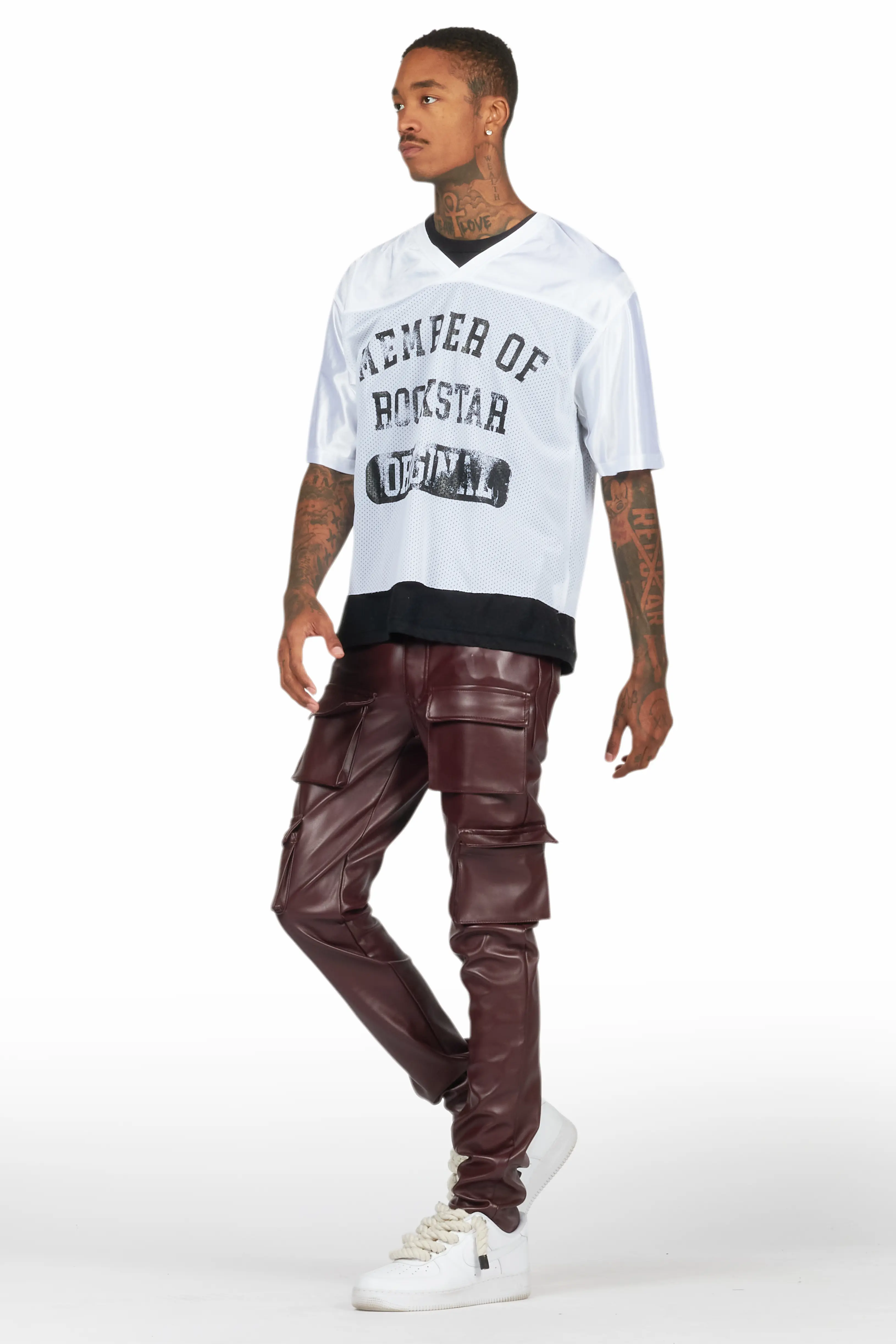 Kap Burgundy Skinny Faux Leather Fit Jean - Image 9