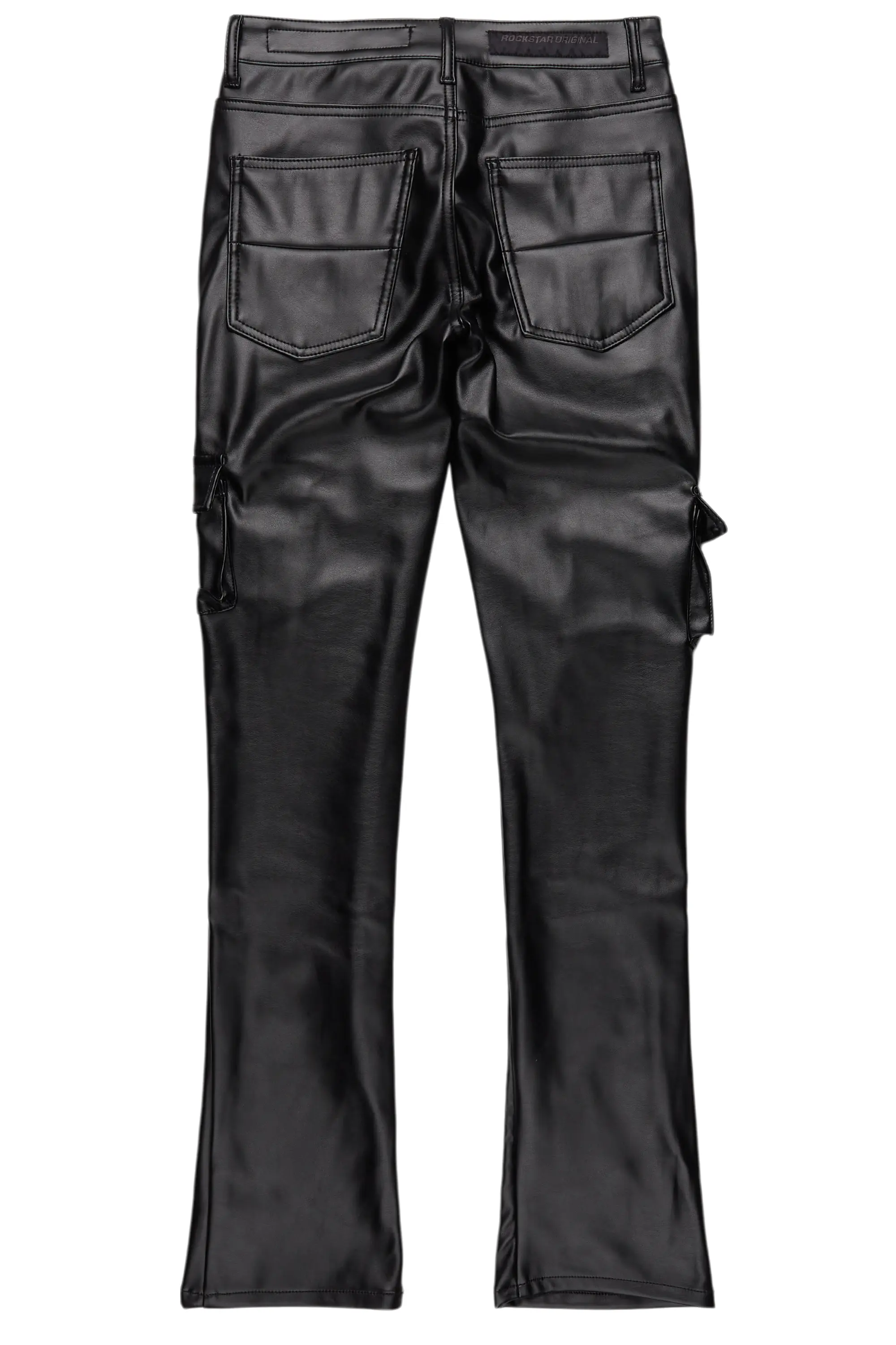 Kap Black Stacked Flare Faux Leather Jean - Image 9