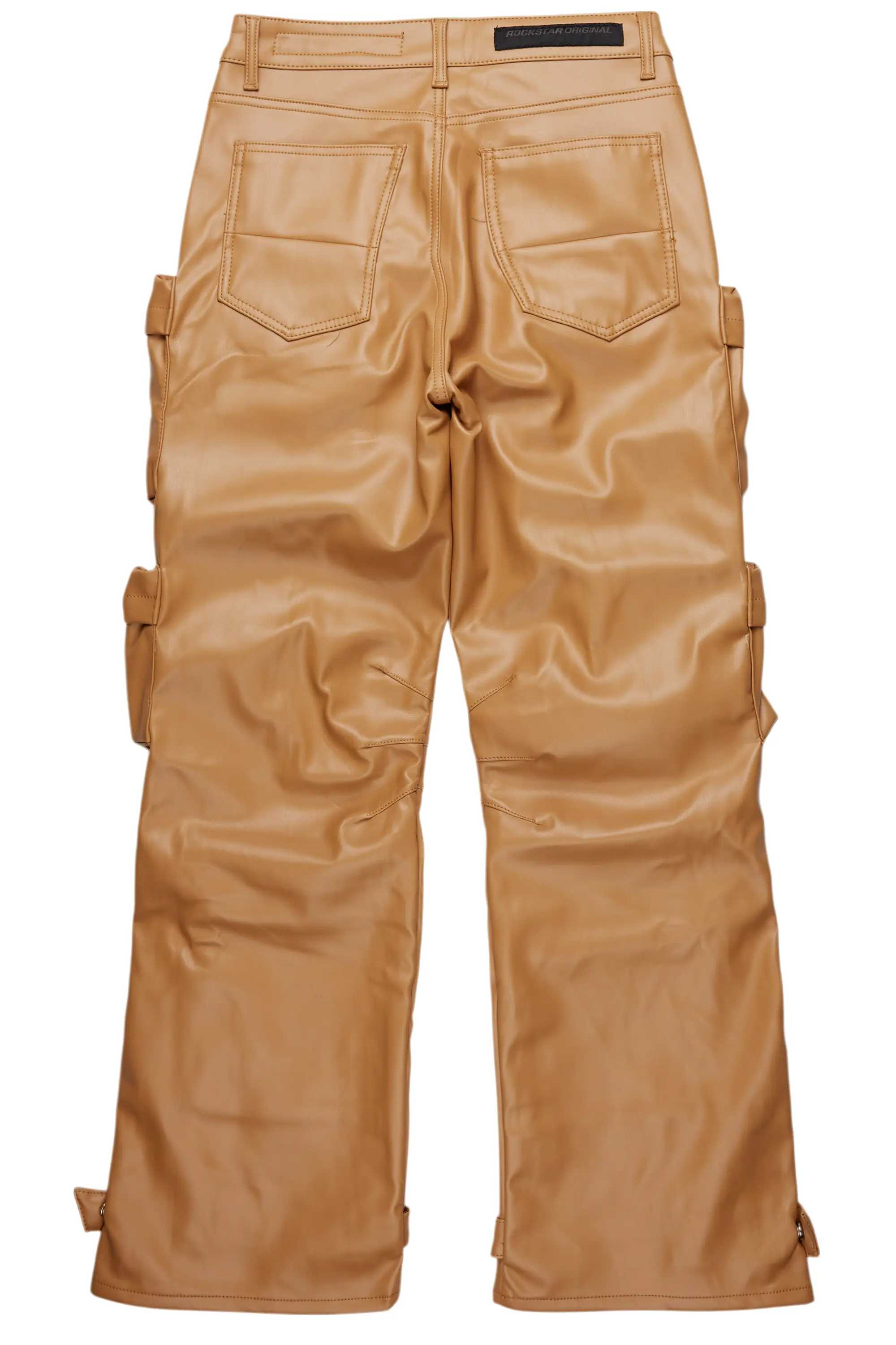 Lenz Beige PU Stacked Leather Jean - Image 3