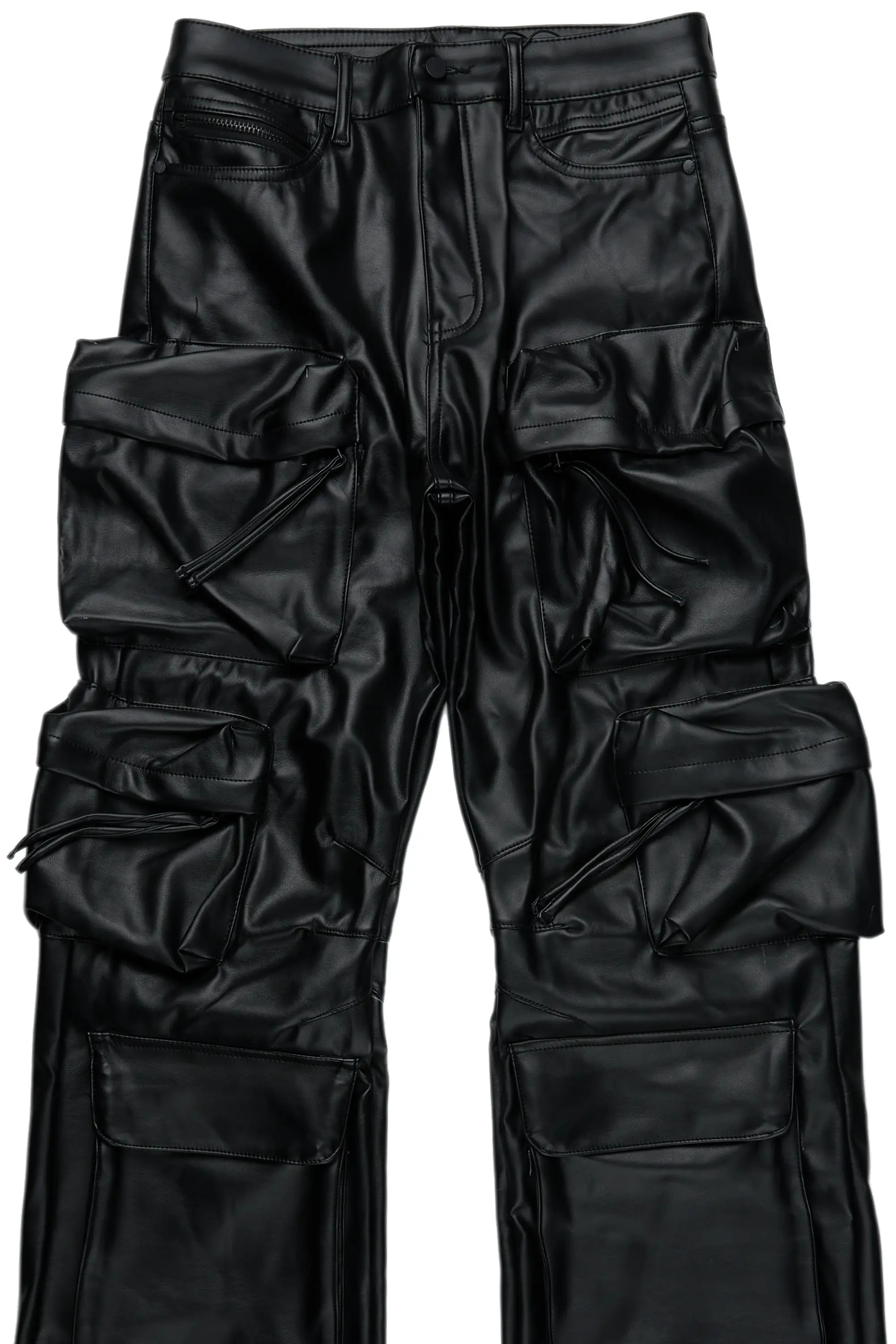 Lenz Black PU Stacked Leather Jean - Image 9