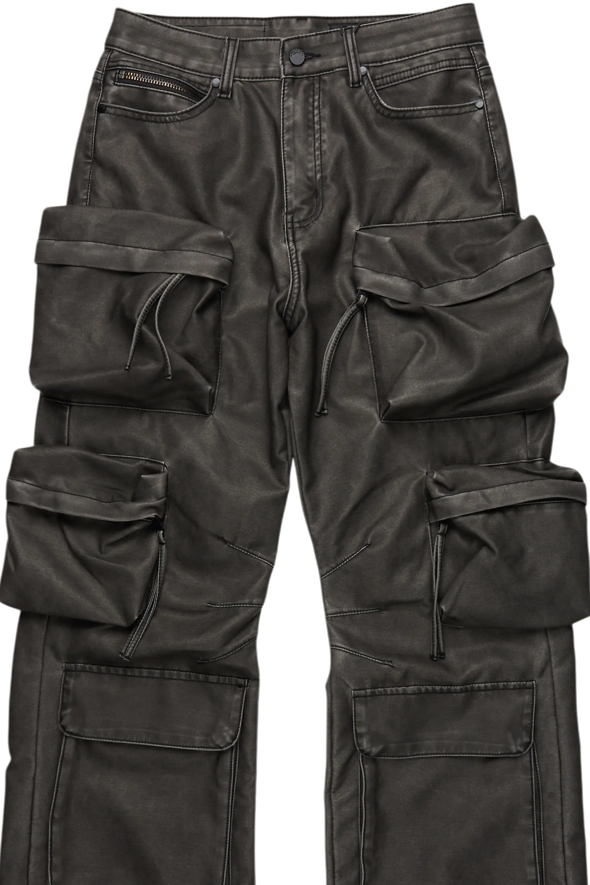 Lenz Black Distressed PU Stacked Leather Jean - Image 8