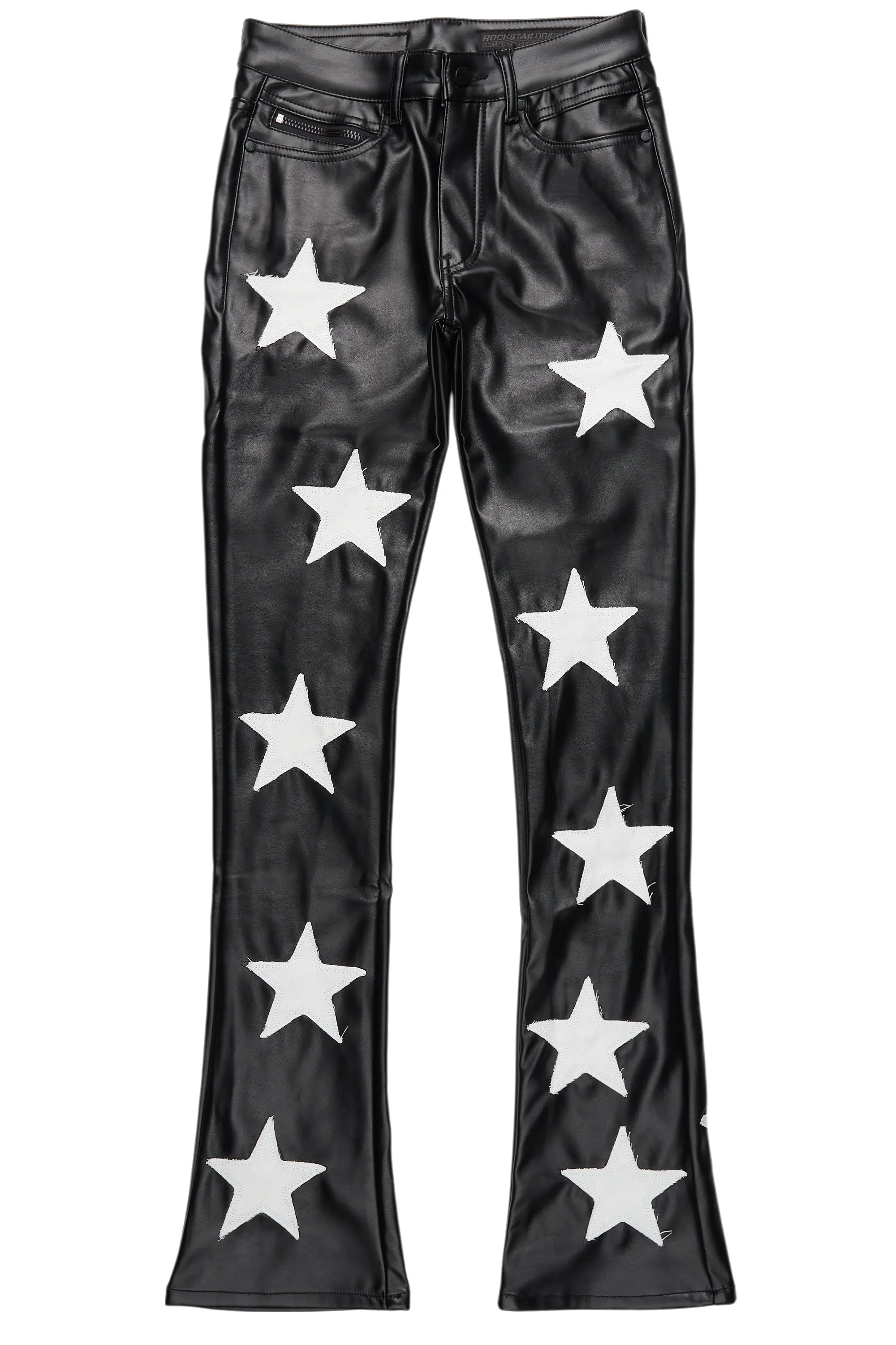 Steen Black PU Stacked Flare Jean - Image 2