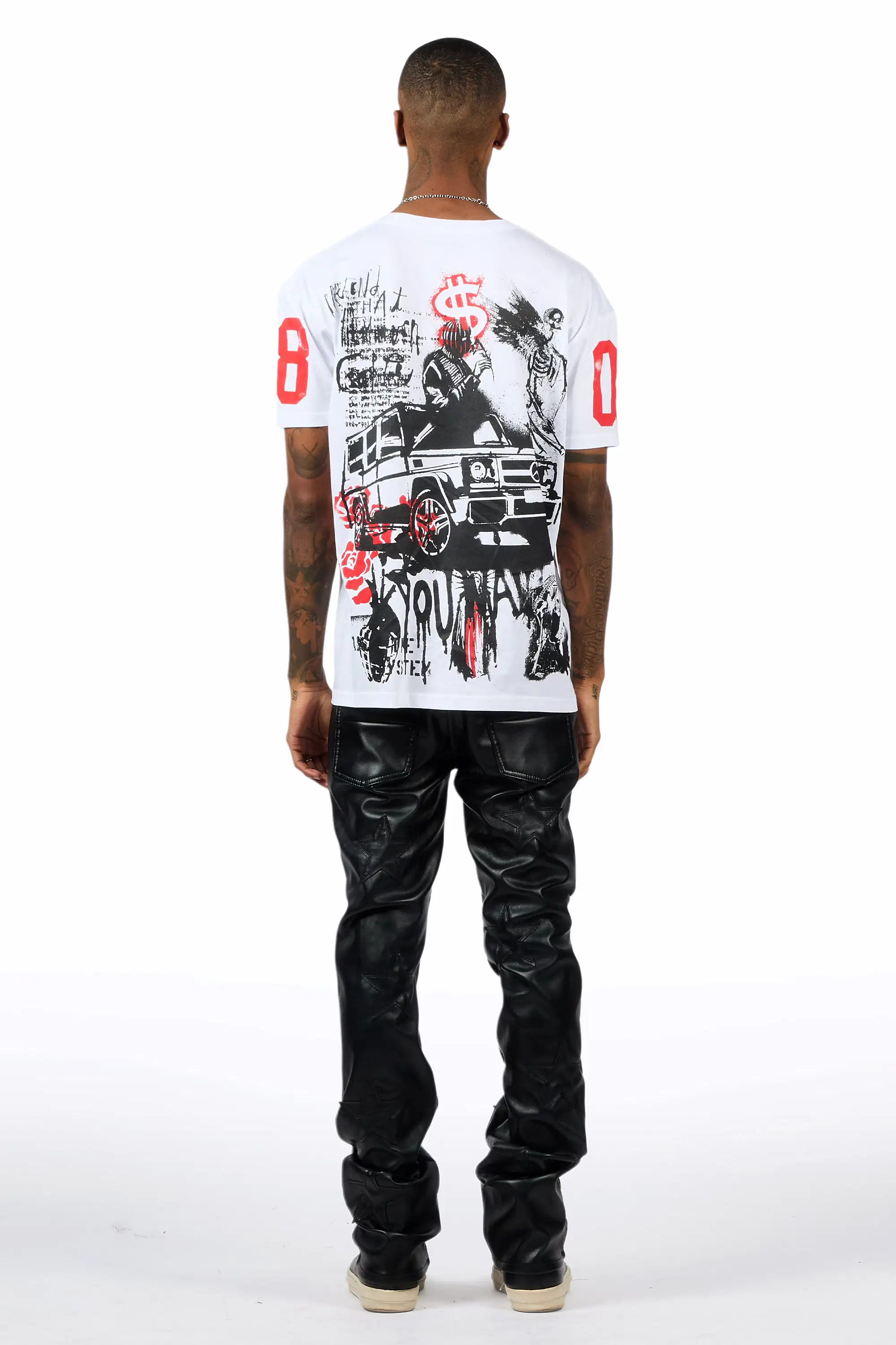 Steen Black/Black PU Stacked Flare Jean - Image 5