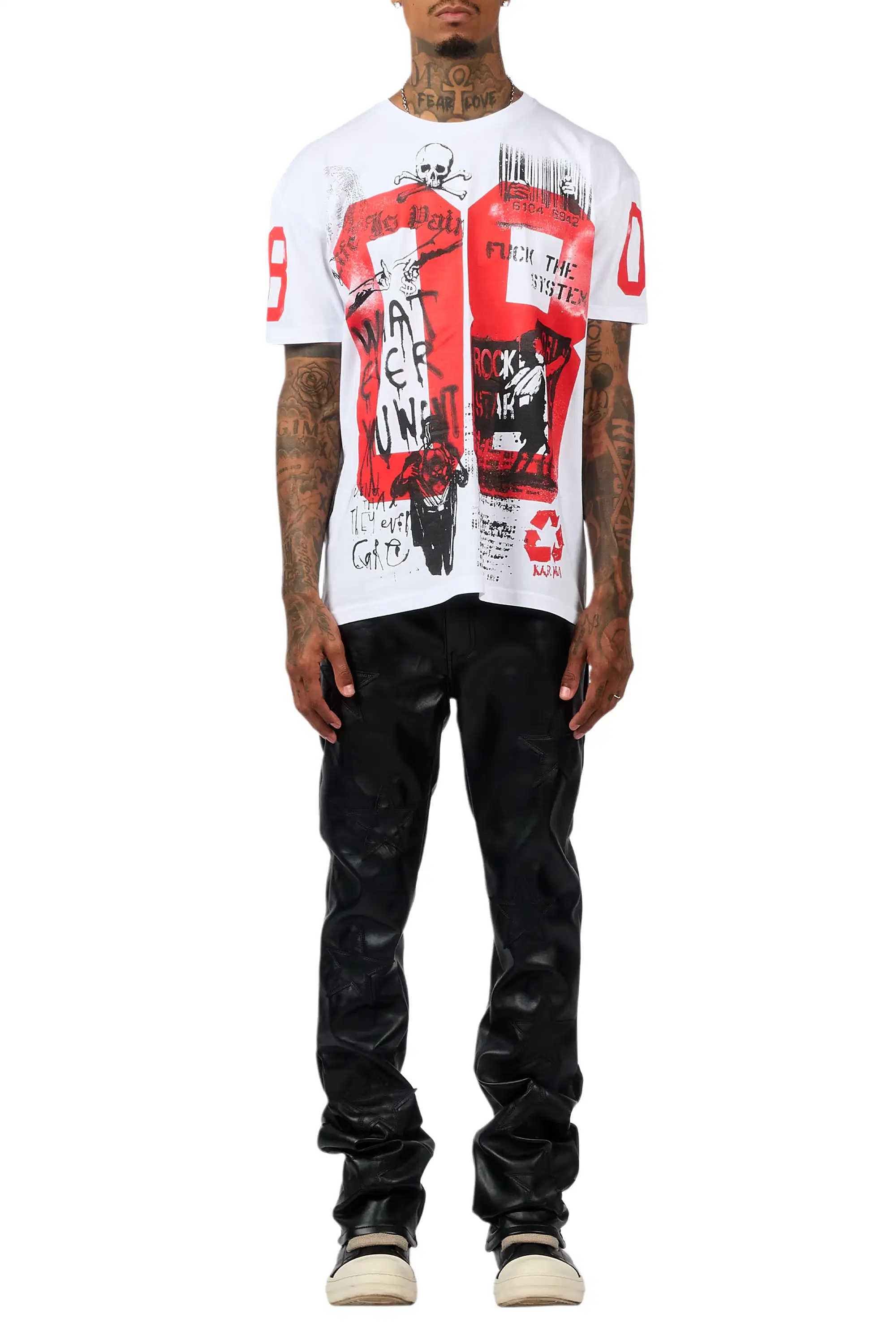 Steen Black/Black PU Stacked Flare Jean - Image 9