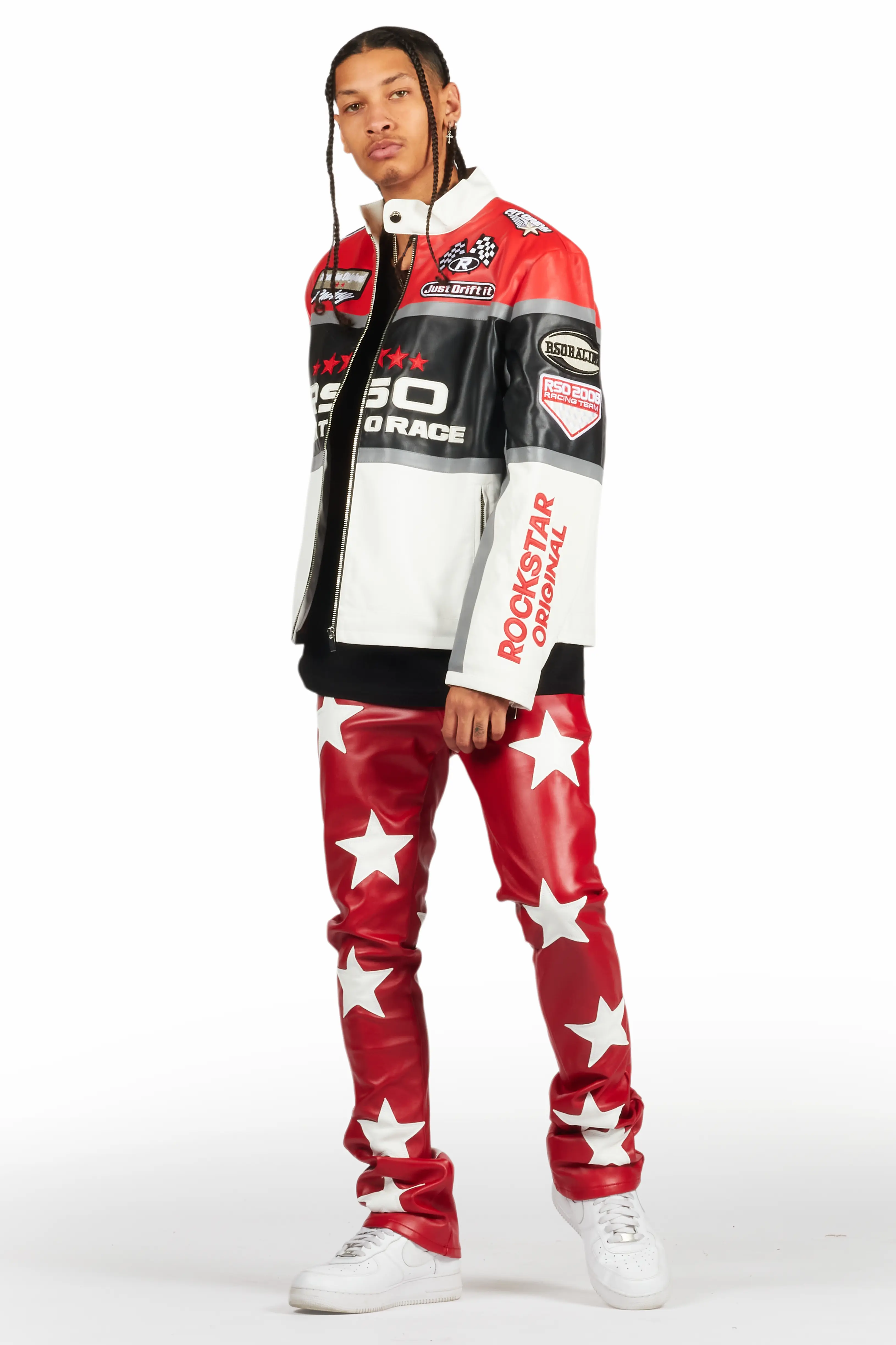 Steen Red PU Stacked Flare Jean - Image 7