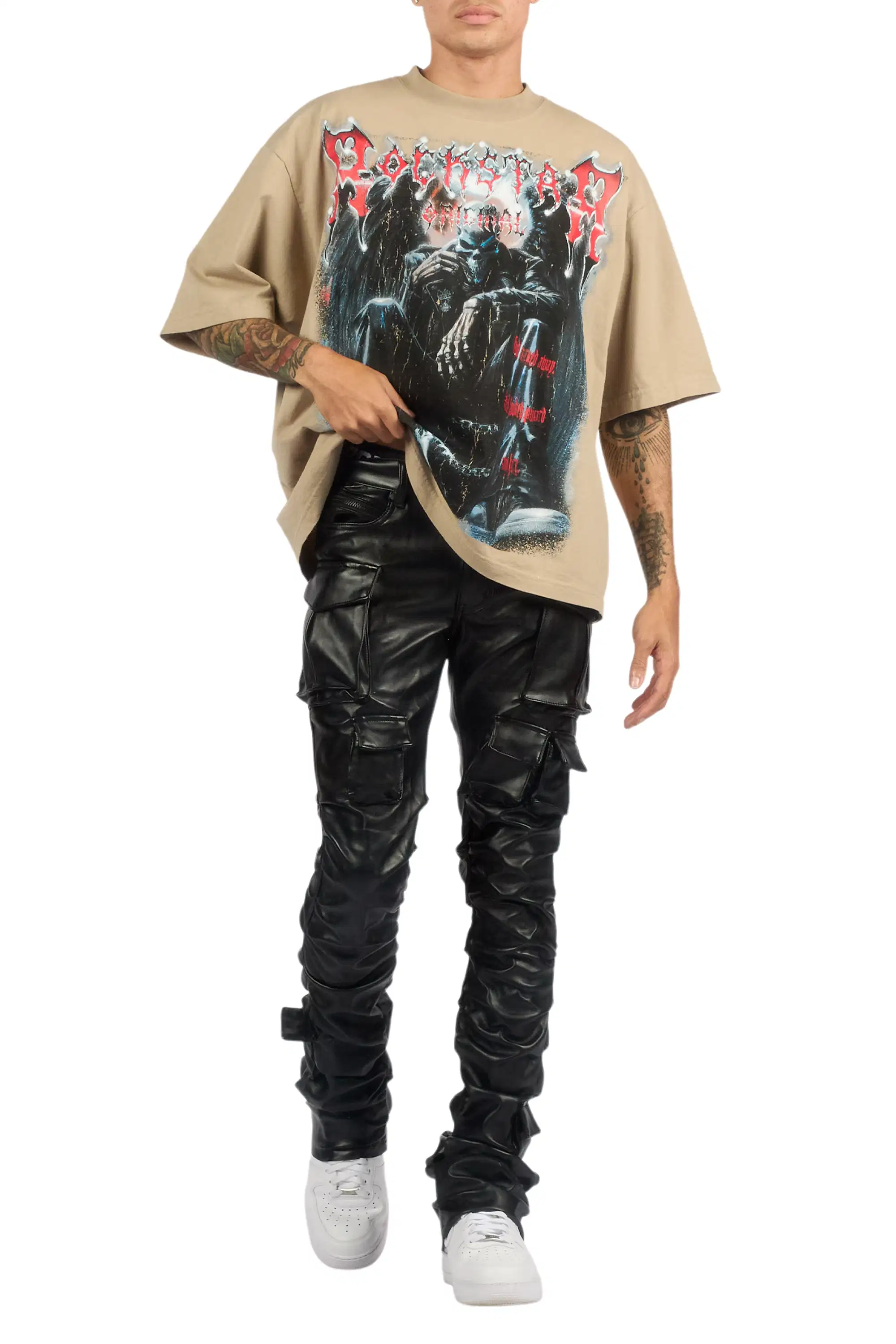 Gentry Black Stacked Flare PU Pants - Image 9