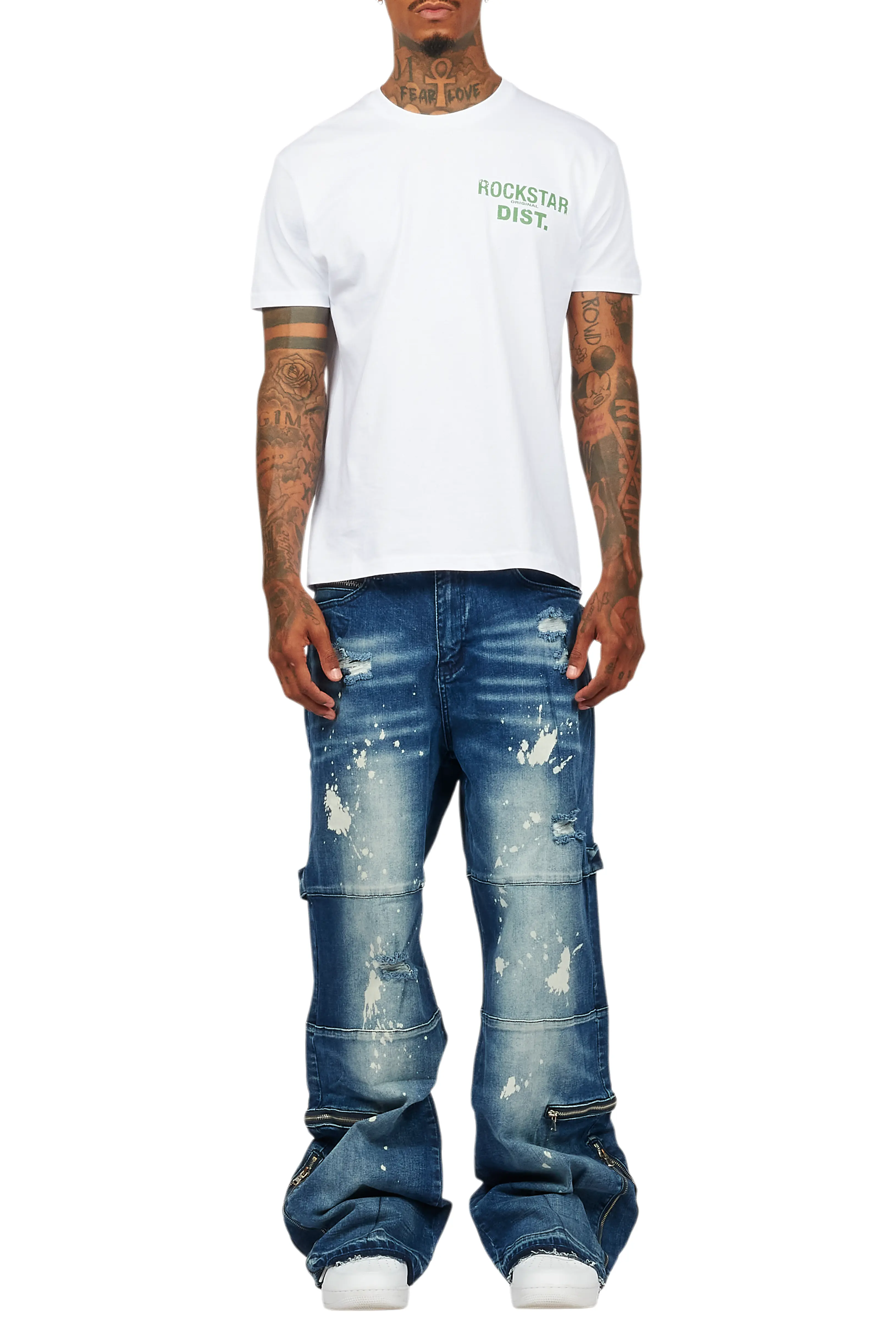 Grib Blue Bleach Baggy Jeans - Image 10