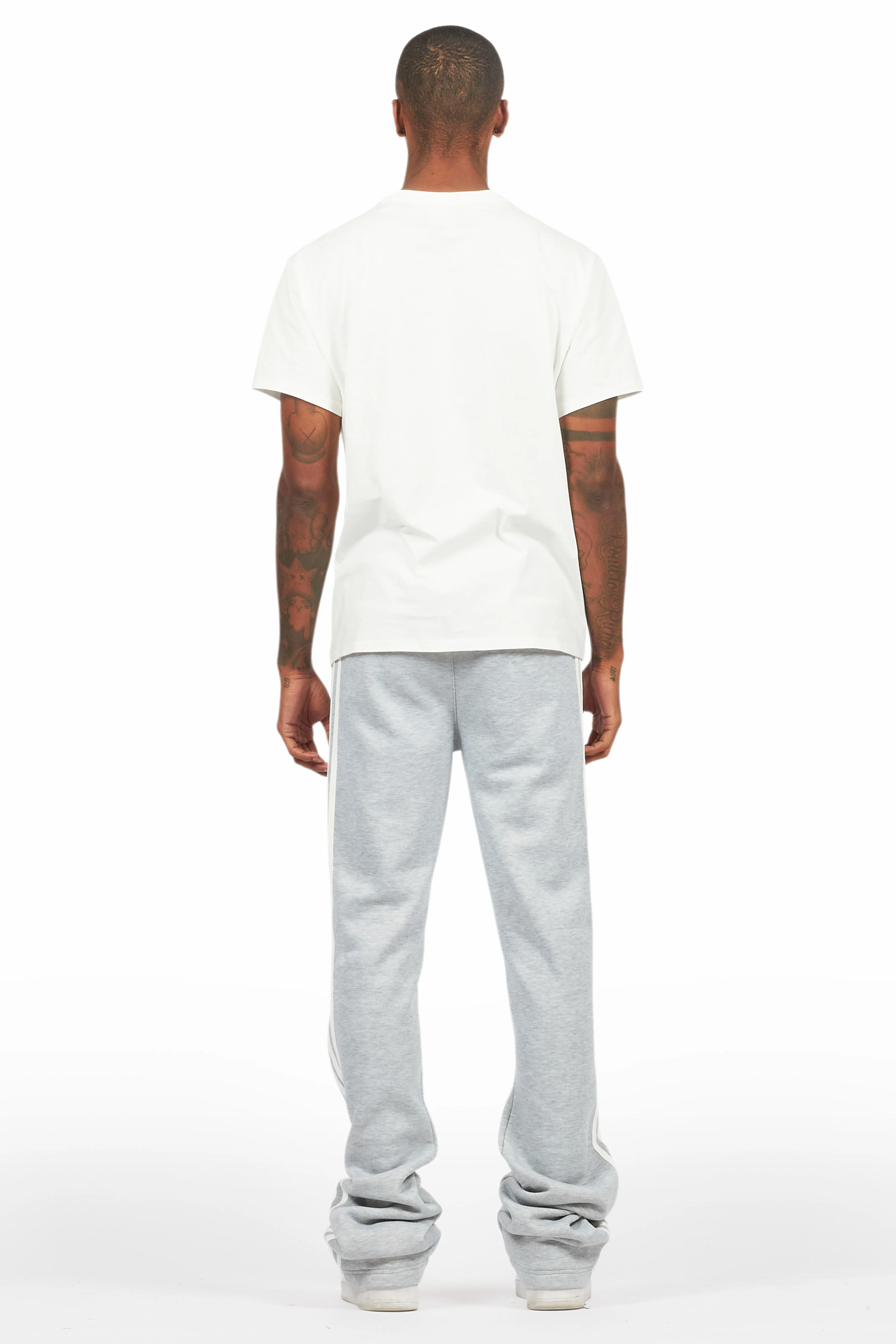 Gerrit Heather Grey Fleece Stacked Baggy Track Pant - Image 5