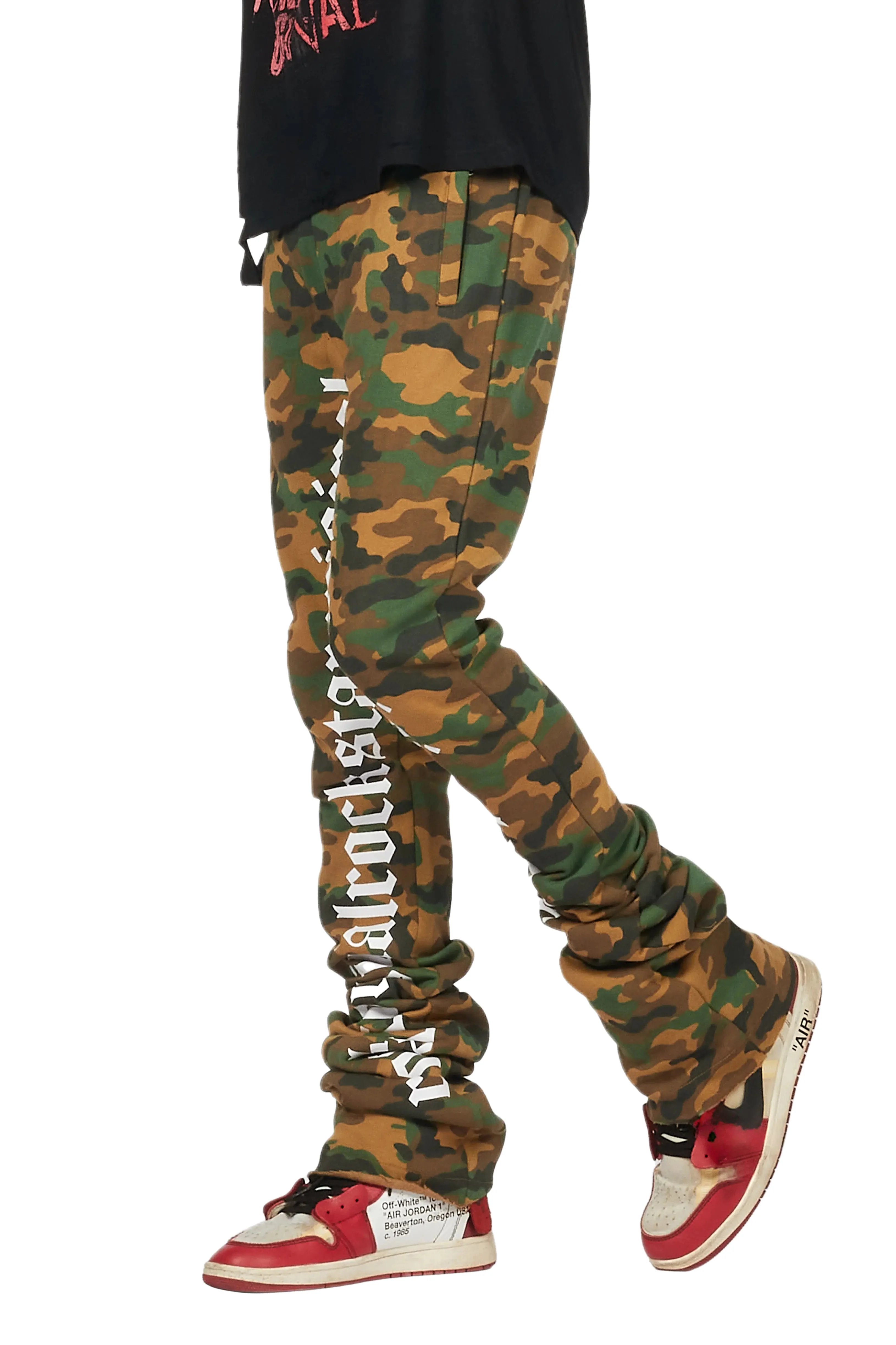 Callie Faded Camo Super Stacked Flare Pants - Image 10