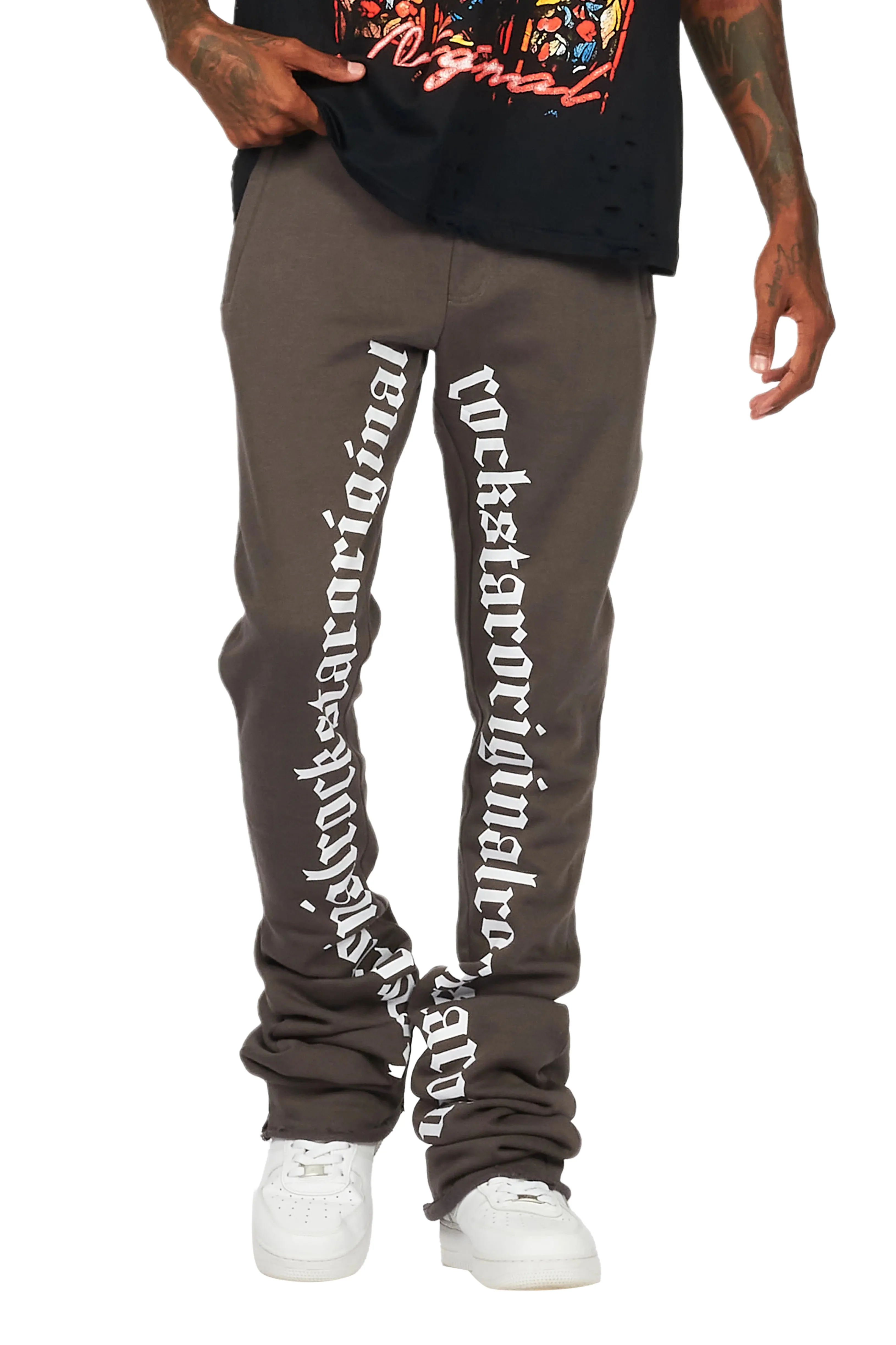 Callie Vintage Grey Super Stacked Flare Pants - Image 10