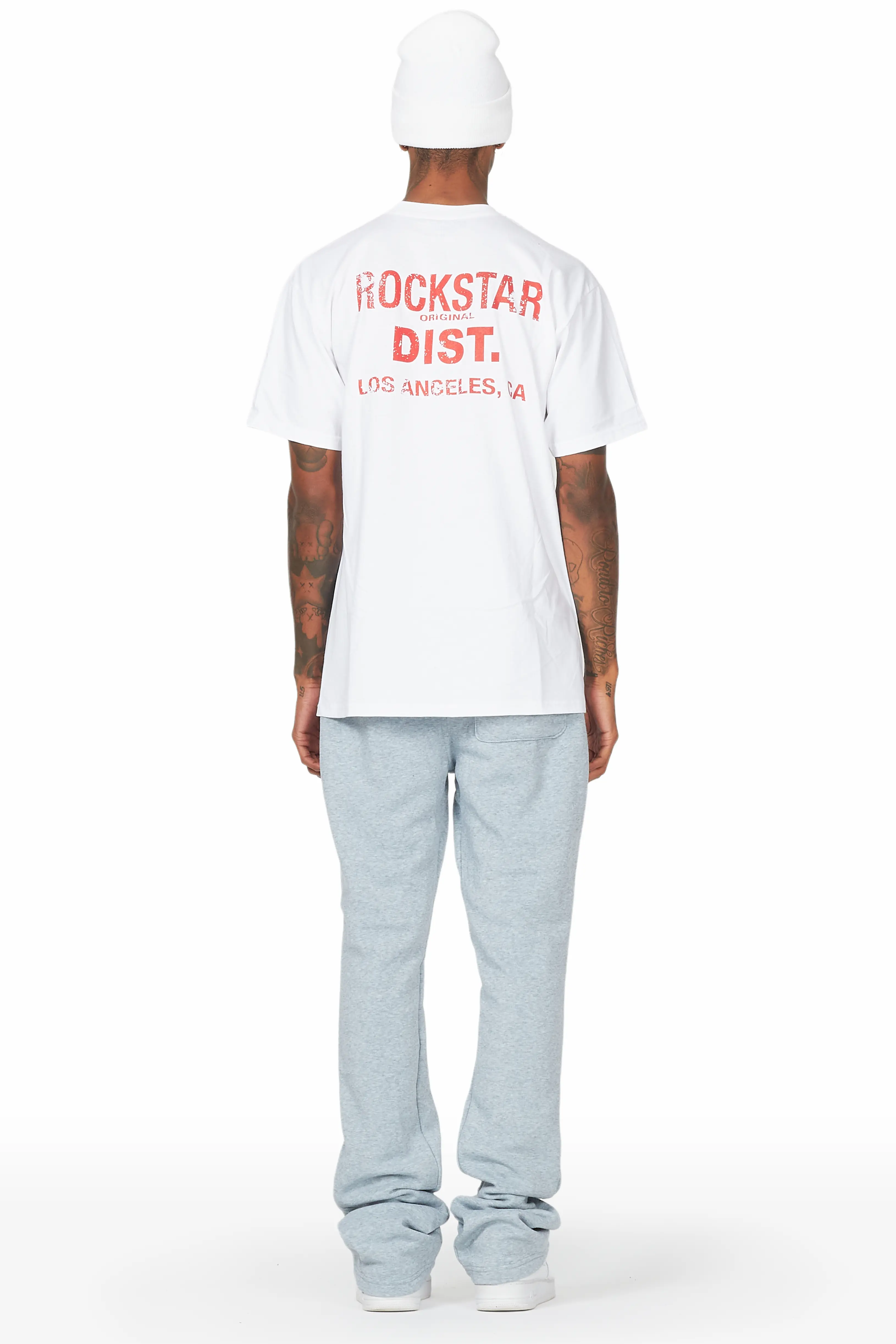 Andrew Heather Grey Patchwork Stacked Flare Pants - Image 6