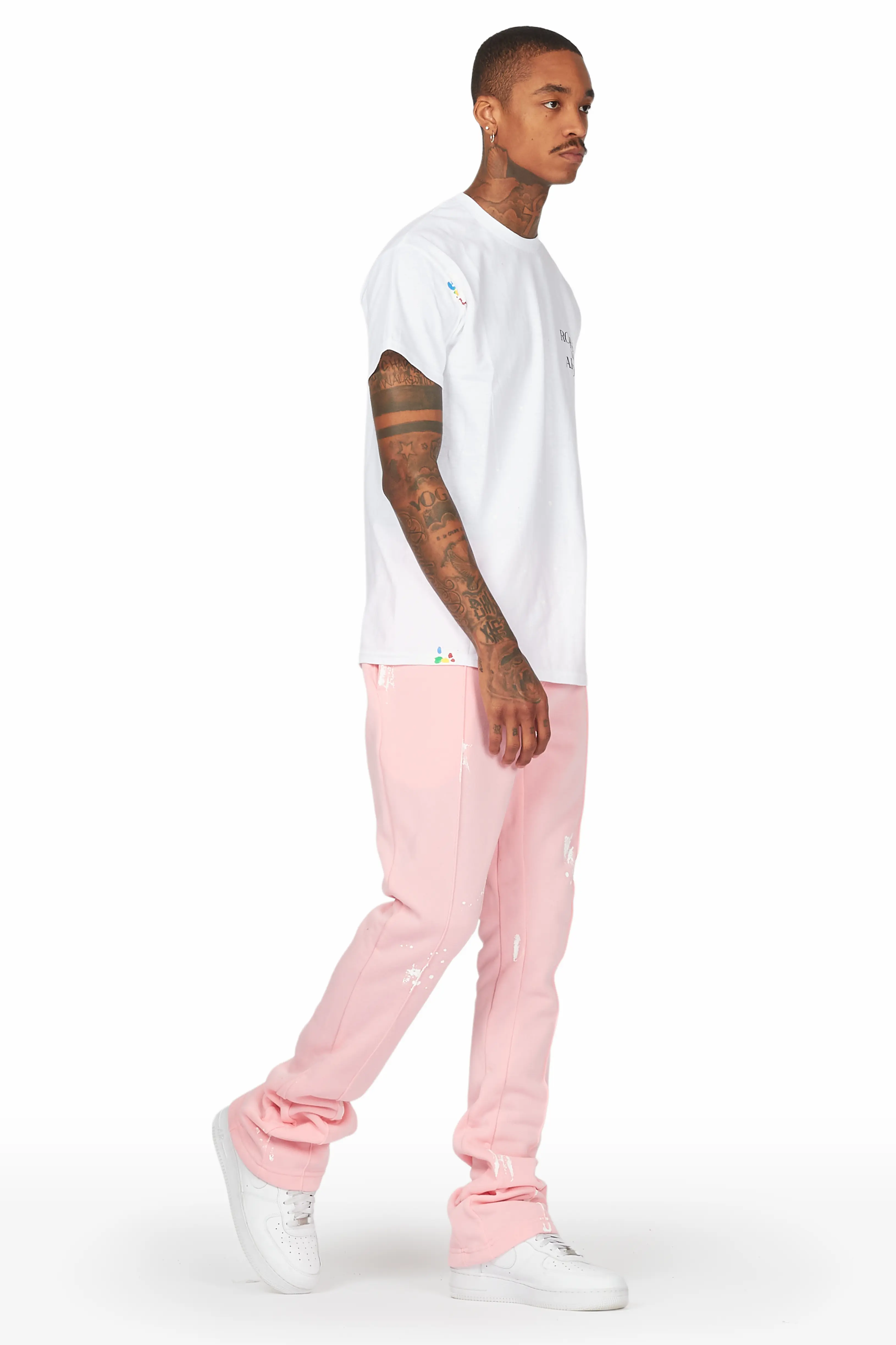 Angelo Pink Patchwork Stacked Flare Pants - Image 6