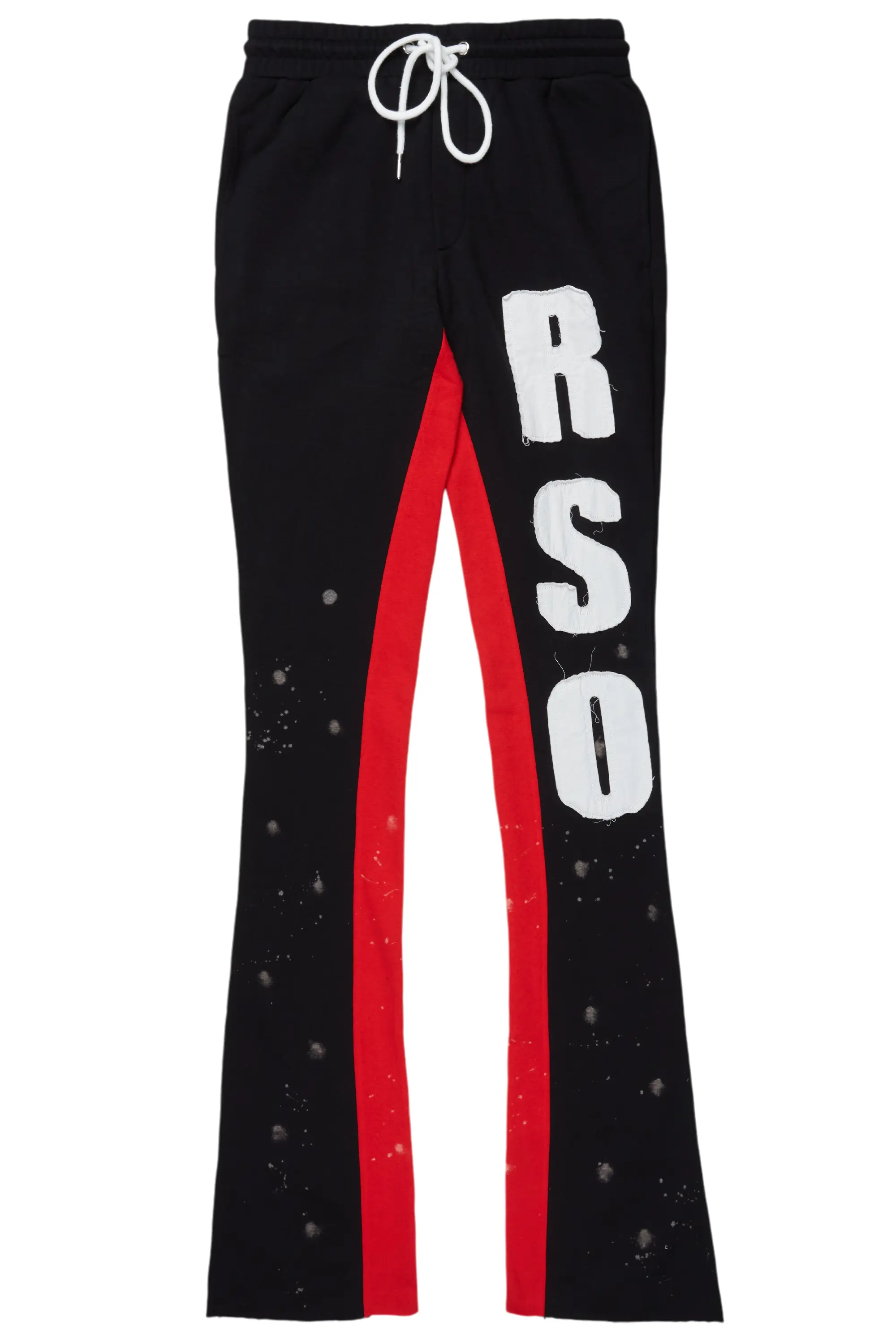 Uko Black Patchwork Stacked Flare Track Pant - Image 2