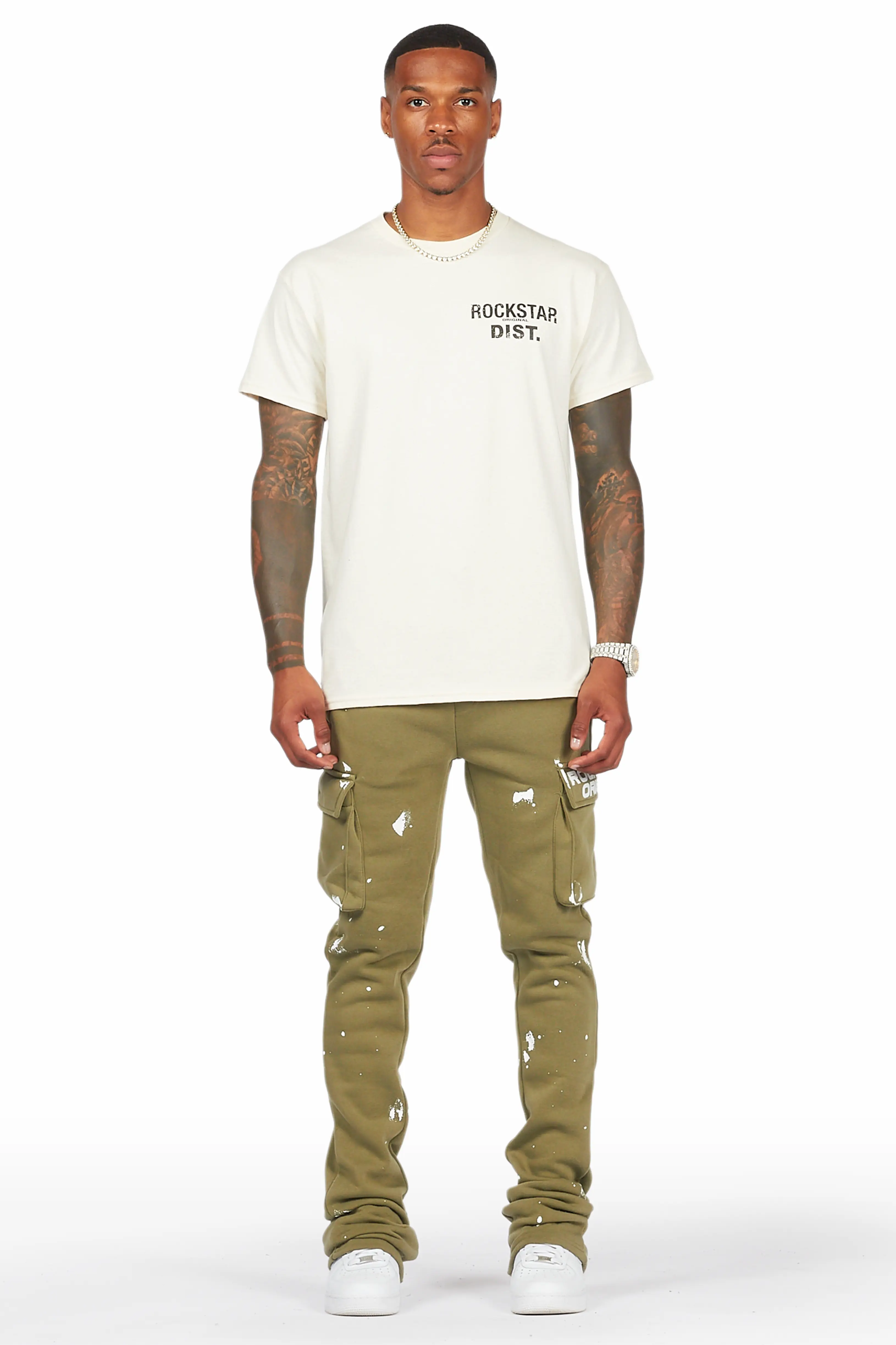 Radko Olive Stacked Flare Cargo Pants - Image 3