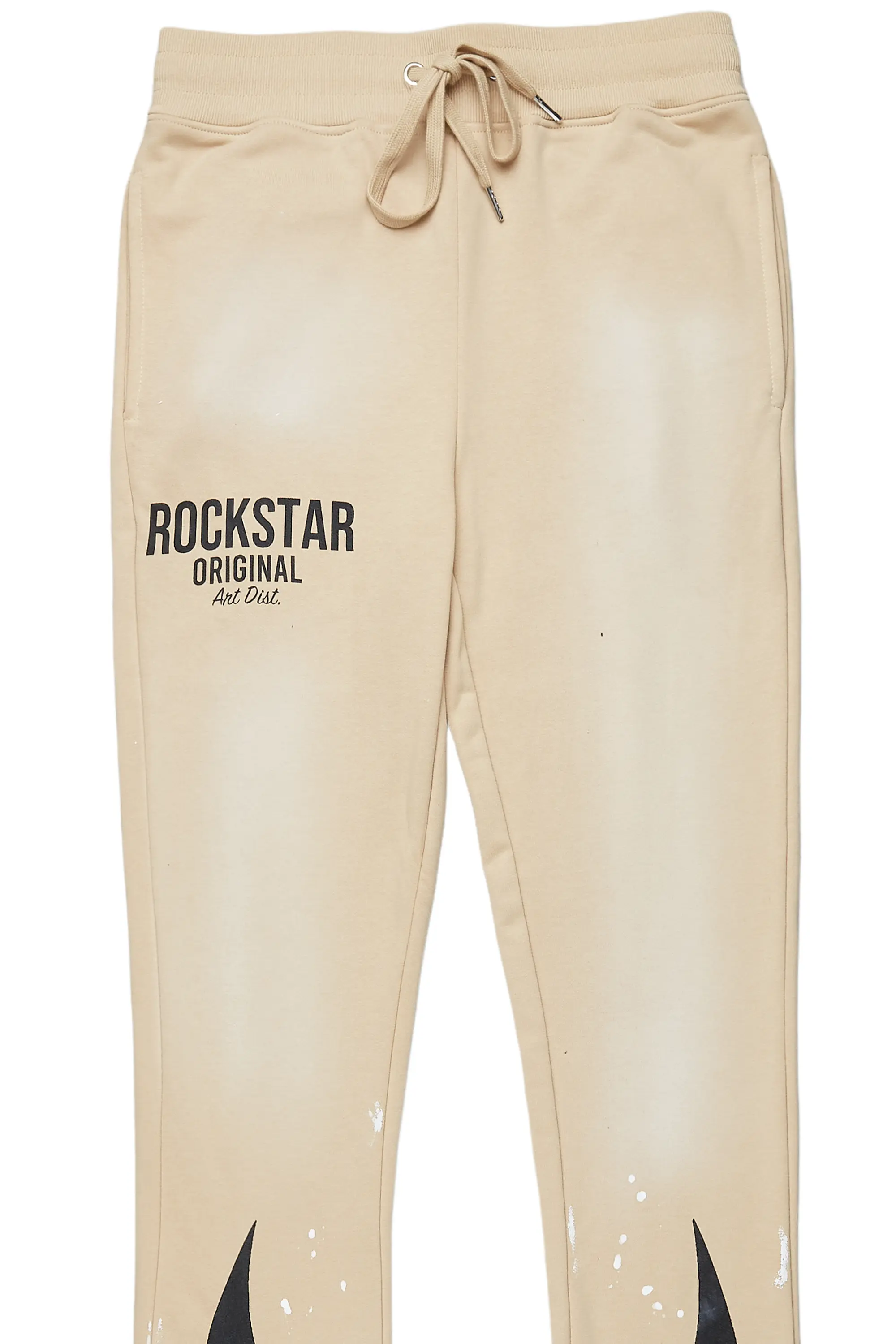 Damani Beige Patchwork Stacked Flare Pants - Image 8